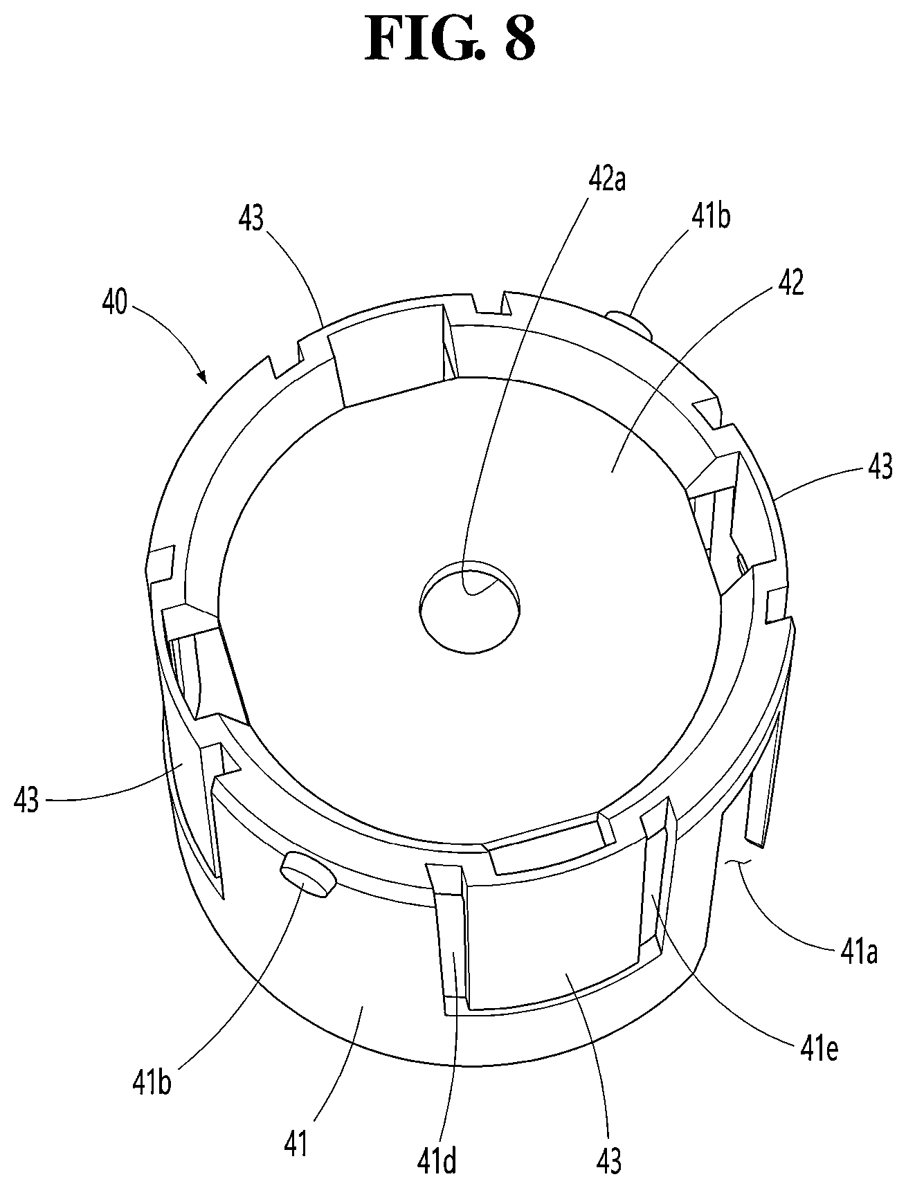 Patent US12325034 Figure 8 – Cosmetic container