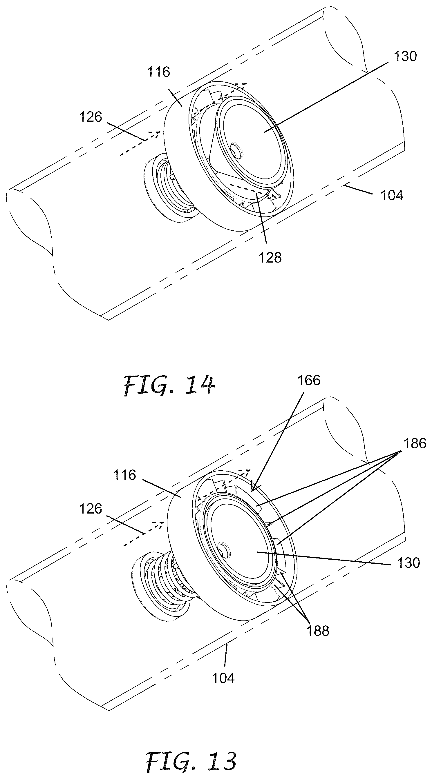 Patent US12325038 Figure 6 – Low bypass high torque turbine and stator for a rotating irrigation sprinkler