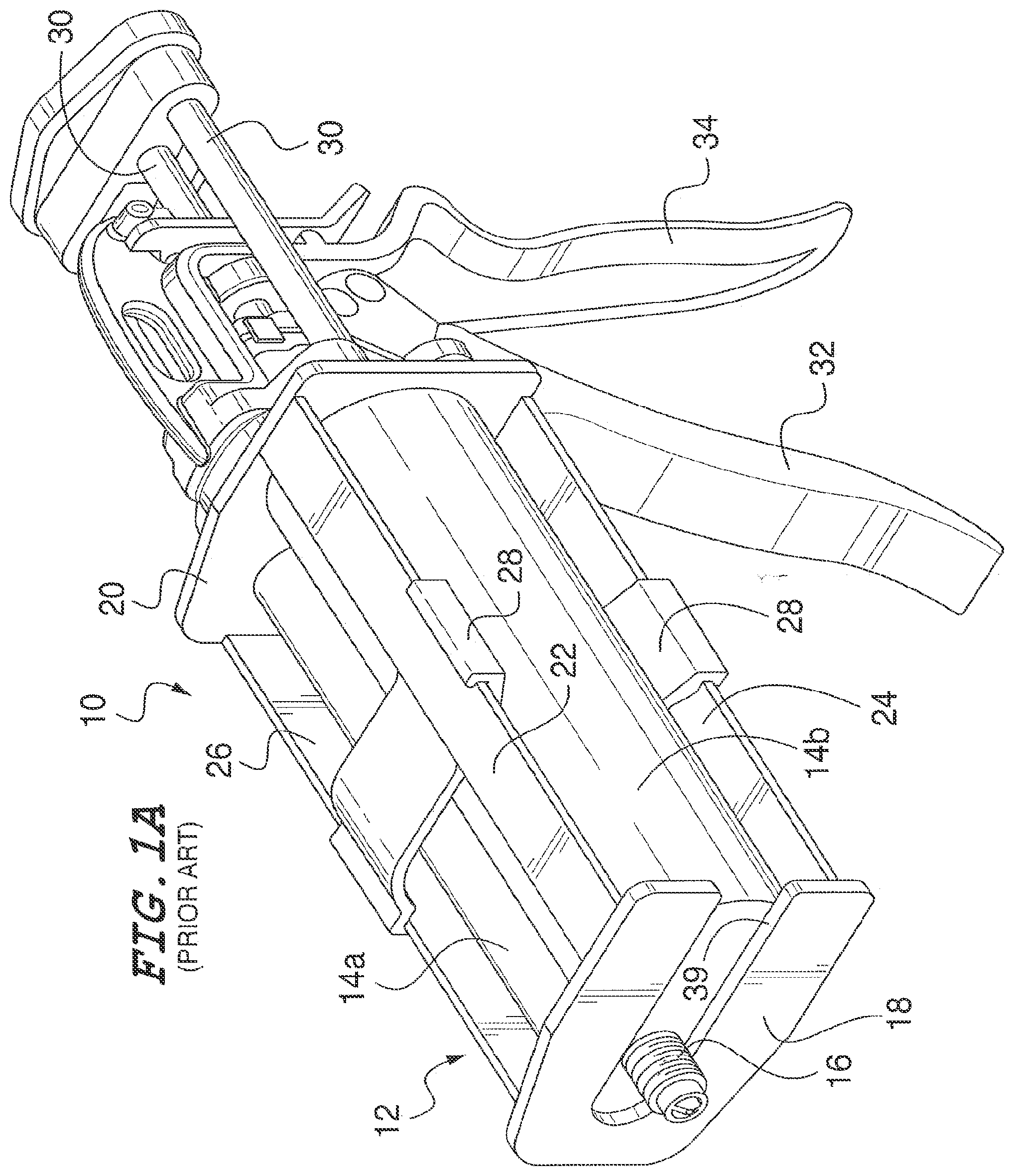 Patent US12325042 Figure 1 – Common head having an offset partition for use with multi-component dispensing tools and a tubular liner arranged for locating within the common head