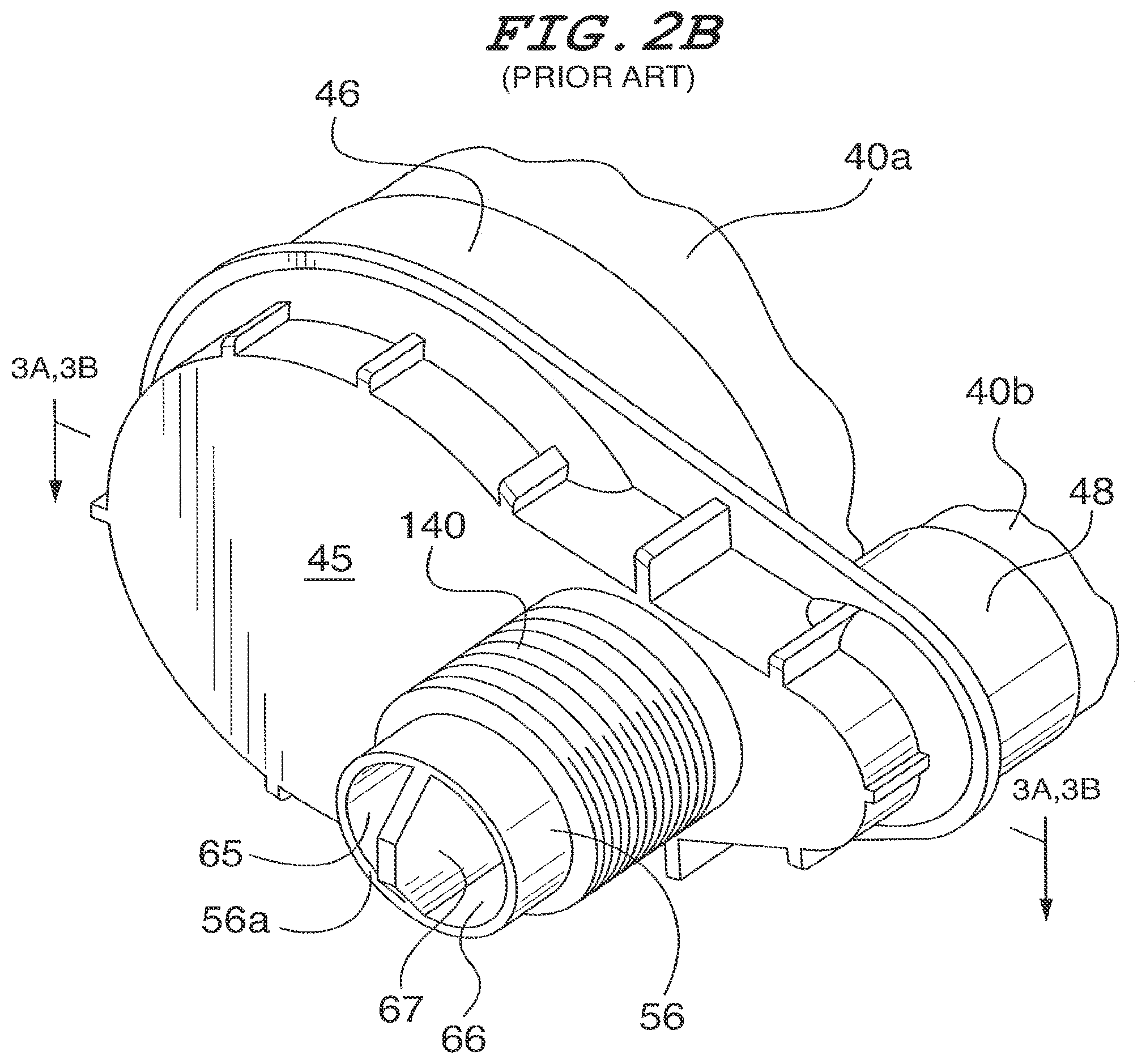 Patent US12325042 Figure 4 – Common head having an offset partition for use with multi-component dispensing tools and a tubular liner arranged for locating within the common head