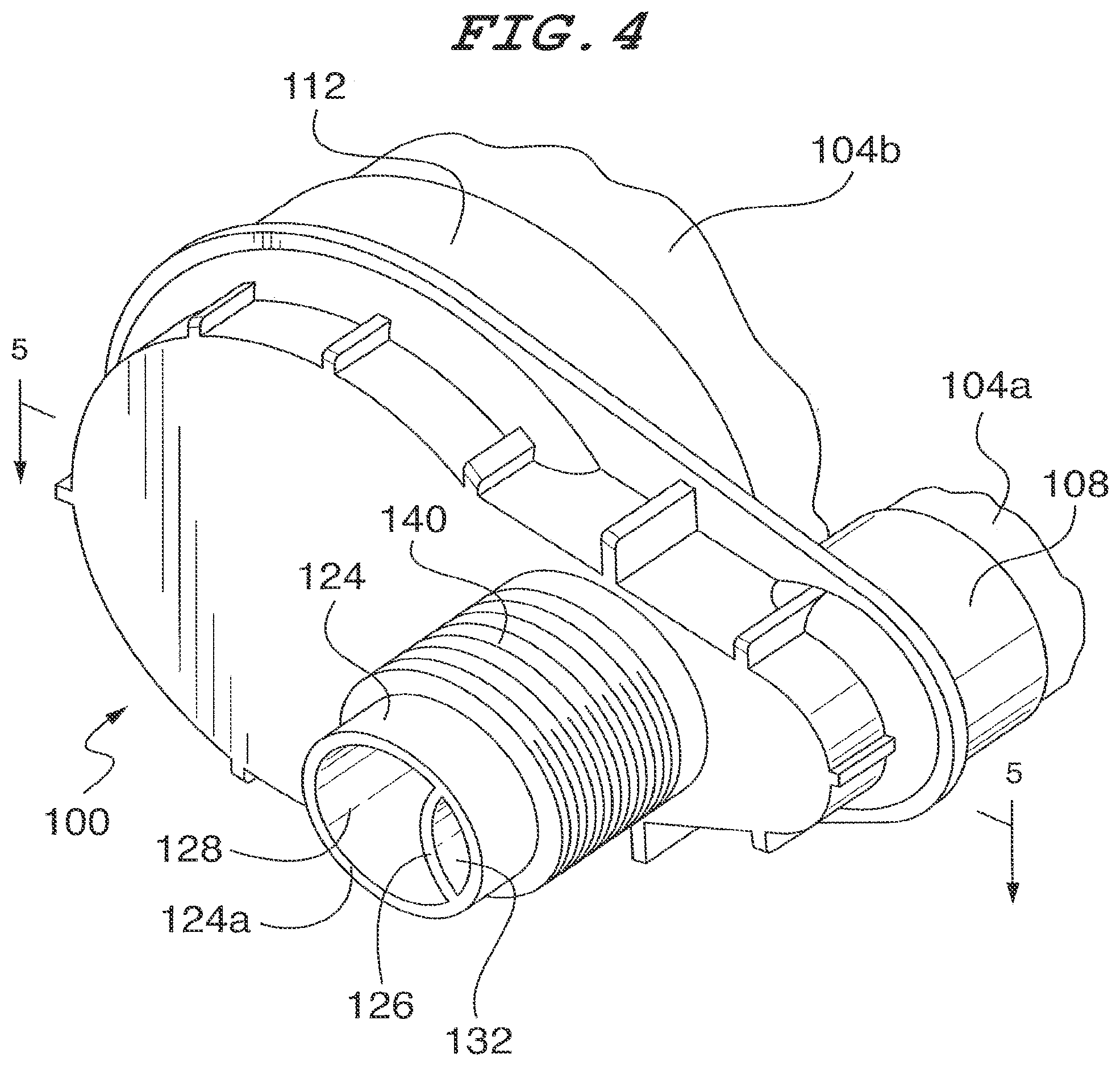 Patent US12325042 Figure 7 – Common head having an offset partition for use with multi-component dispensing tools and a tubular liner arranged for locating within the common head