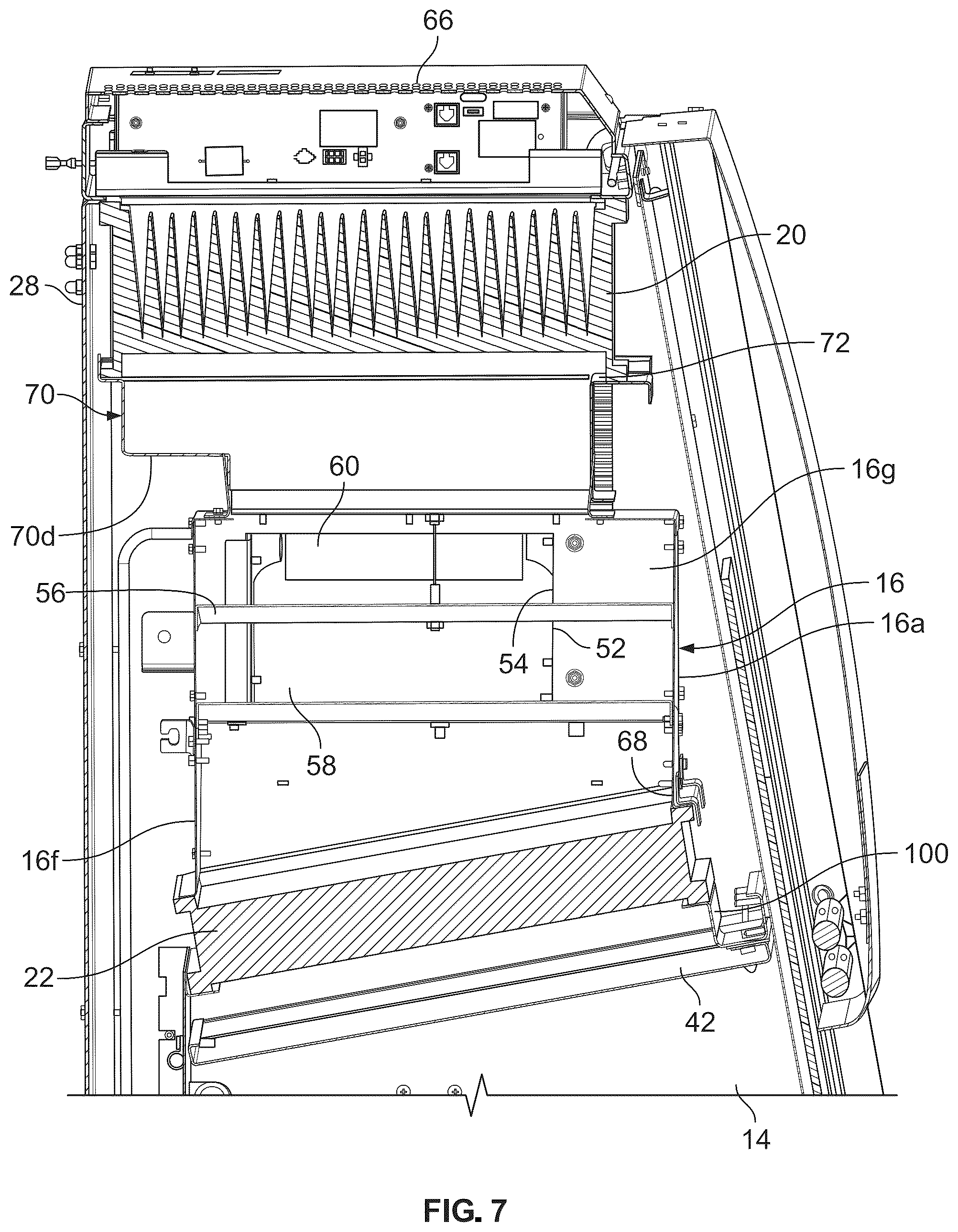 Patent US12325052 Figure 7 – Biosafety cabinet with divided plenum
