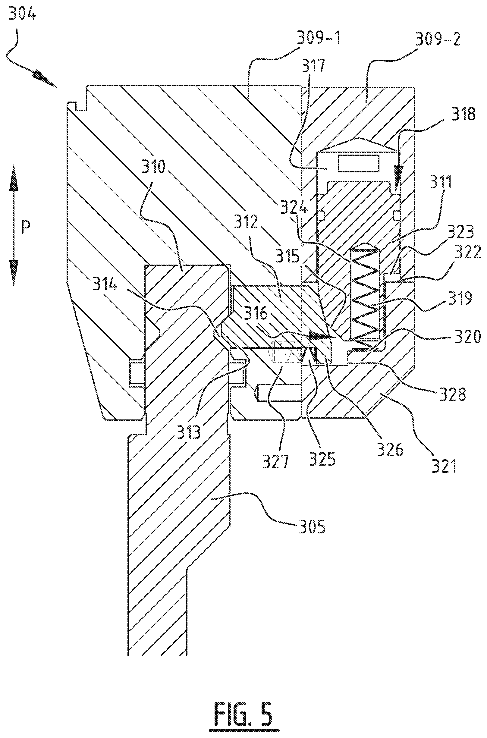 Patent US12325057 Figure 7 – Clamping system for a press brake having a first biasing means acting on an actuating member and press brake comprising such a clamping system