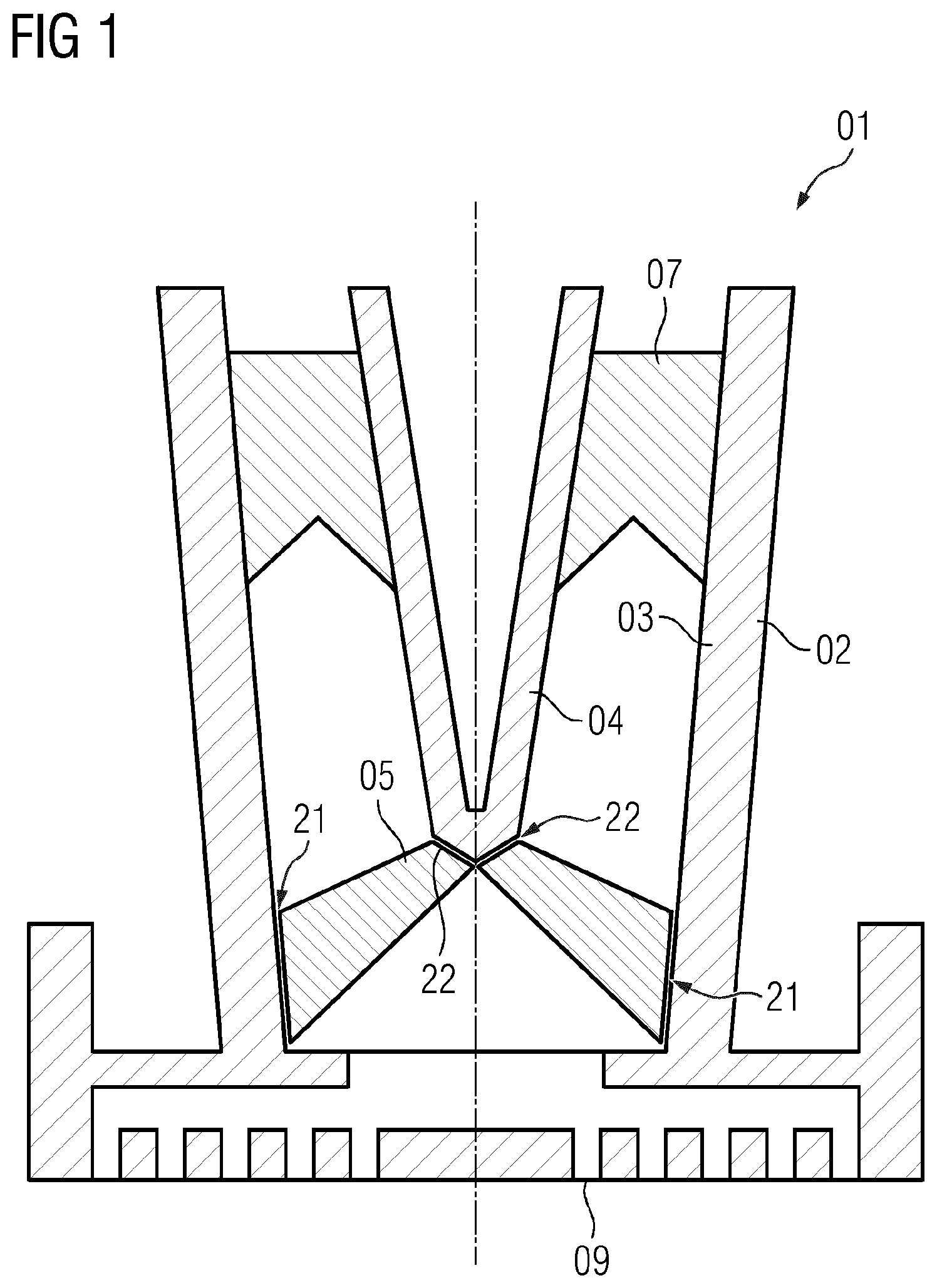 Patent US12325069 Figure 1 – Additively manufactured component having a support structure and method for manufacturing a component of this type
