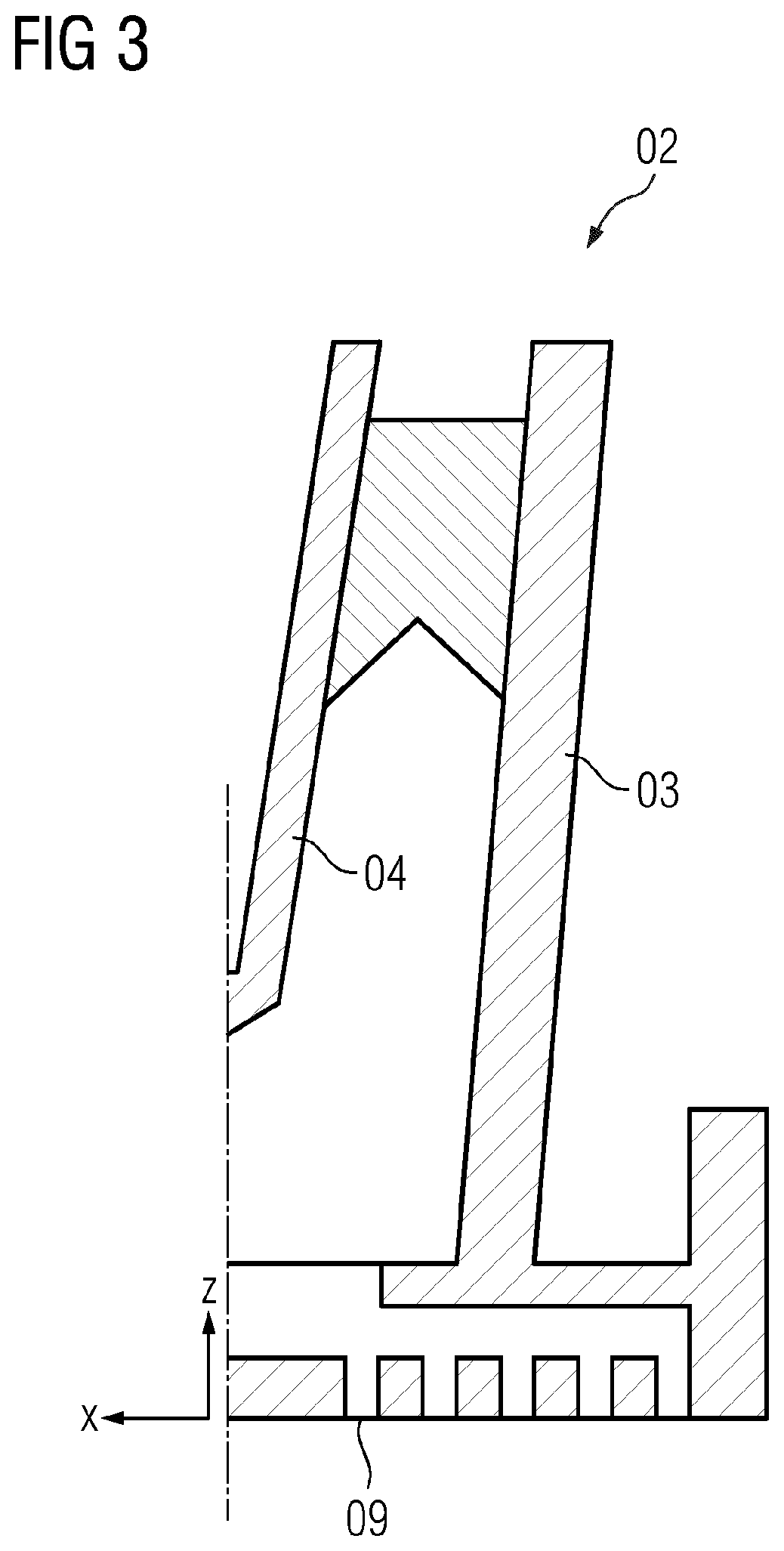 Patent US12325069 Figure 3 – Additively manufactured component having a support structure and method for manufacturing a component of this type