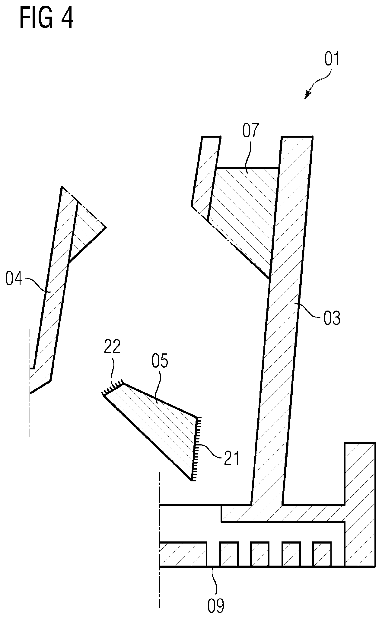 Patent US12325069 Figure 4 – Additively manufactured component having a support structure and method for manufacturing a component of this type