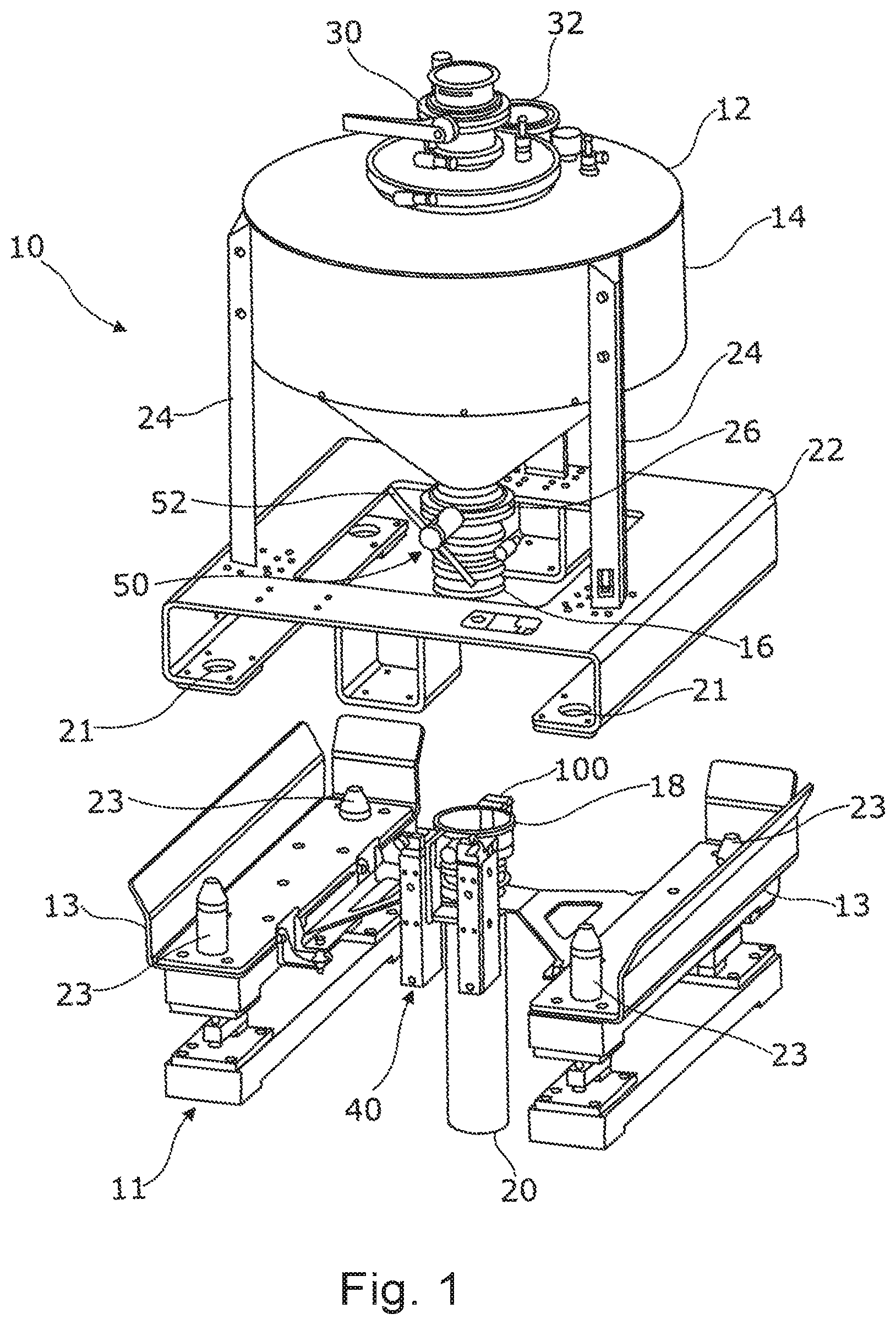 Patent US12325071 Figure 1 – Docking arrangement for an additive manufacturing process