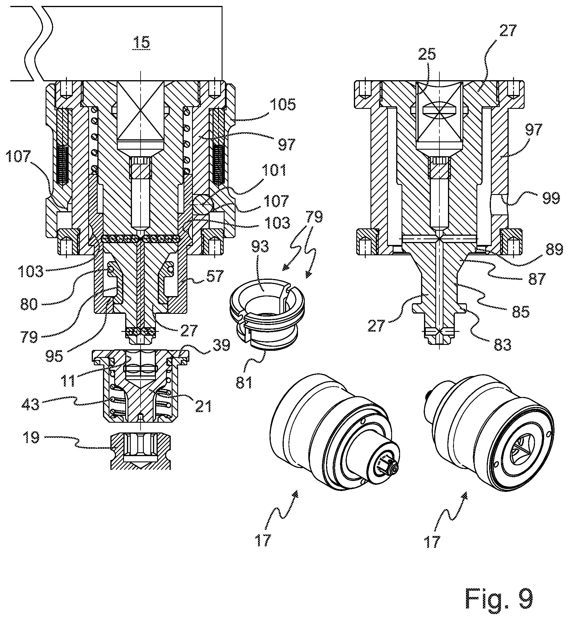 Patent US12325076 Figure 9 – Operating key for stationary and driven tool holders