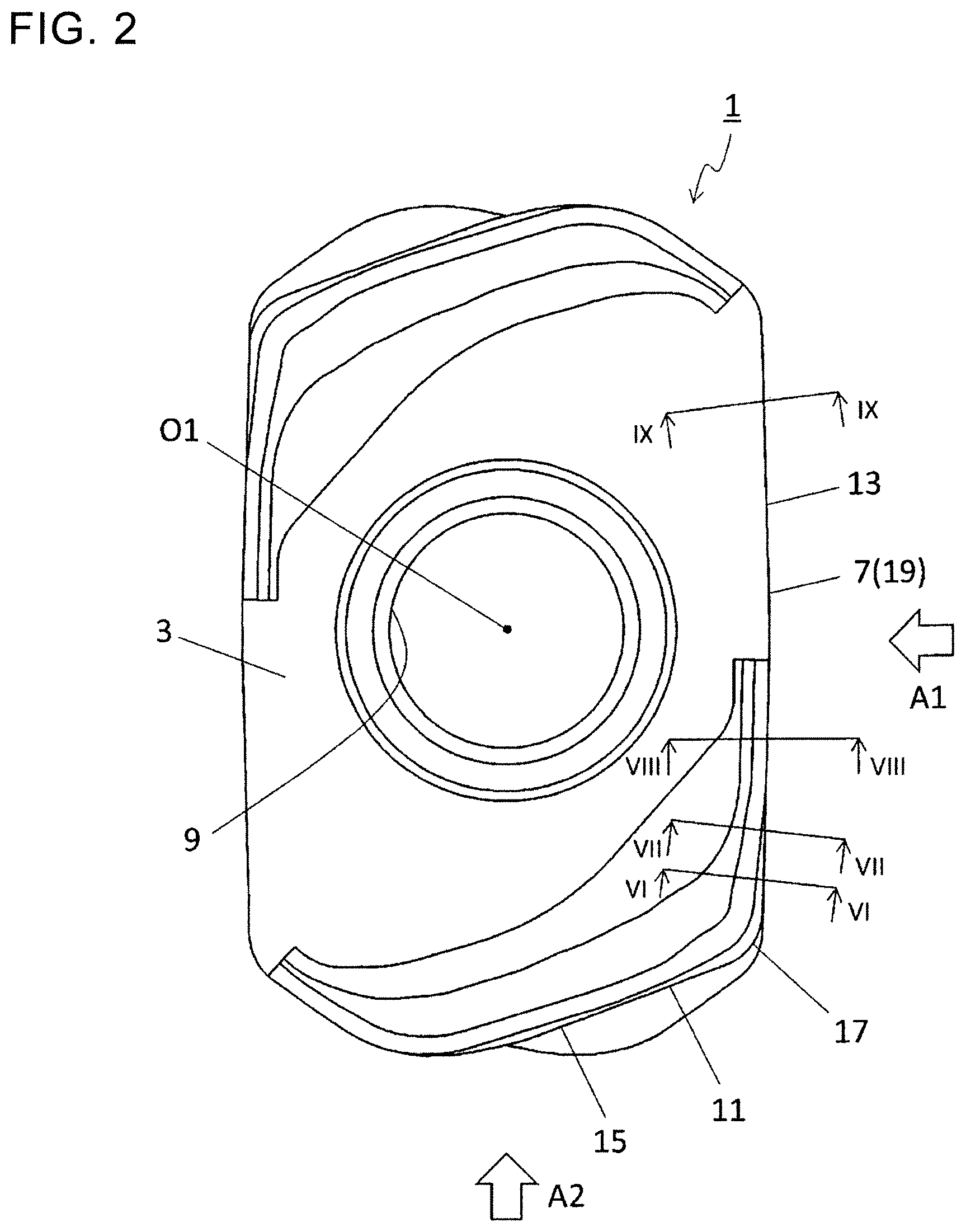 Patent US12325078 Figure 2 – Cutting insert, cutting tool, and method for manufacturing machined product