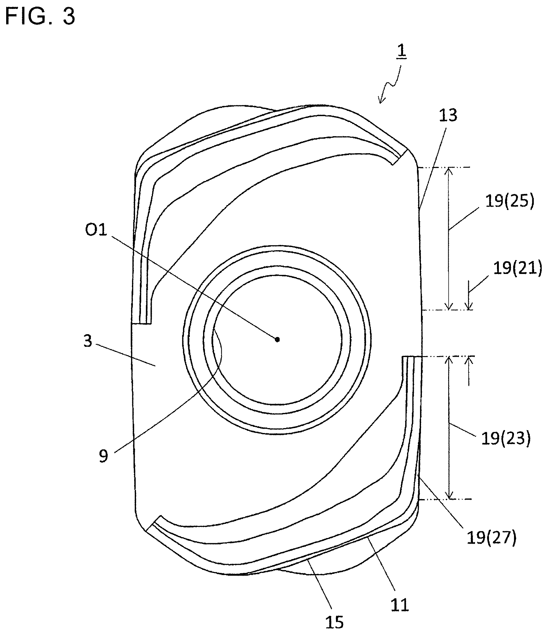Patent US12325078 Figure 3 – Cutting insert, cutting tool, and method for manufacturing machined product