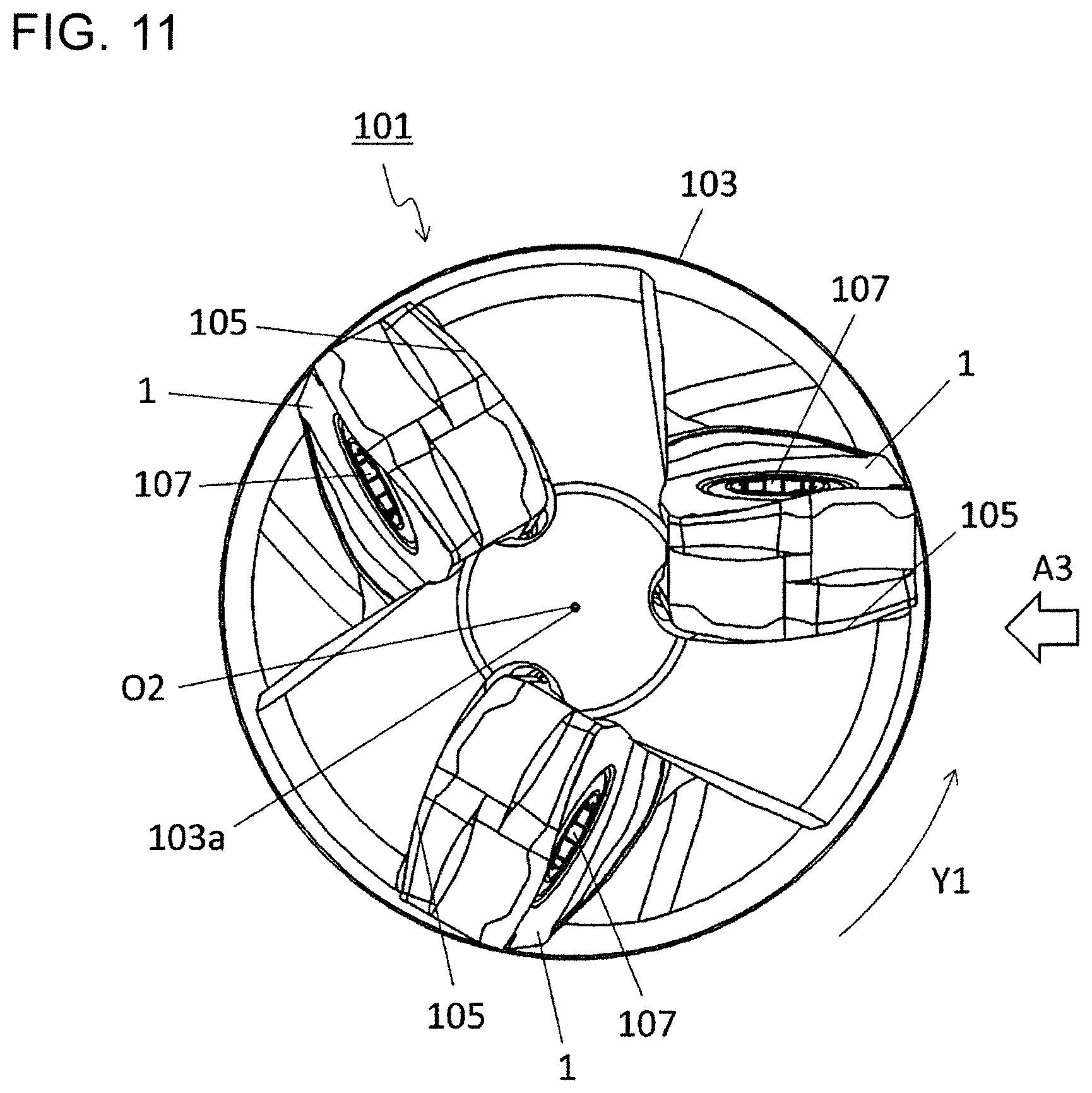 Patent US12325078 Figure 11 – Cutting insert, cutting tool, and method for manufacturing machined product