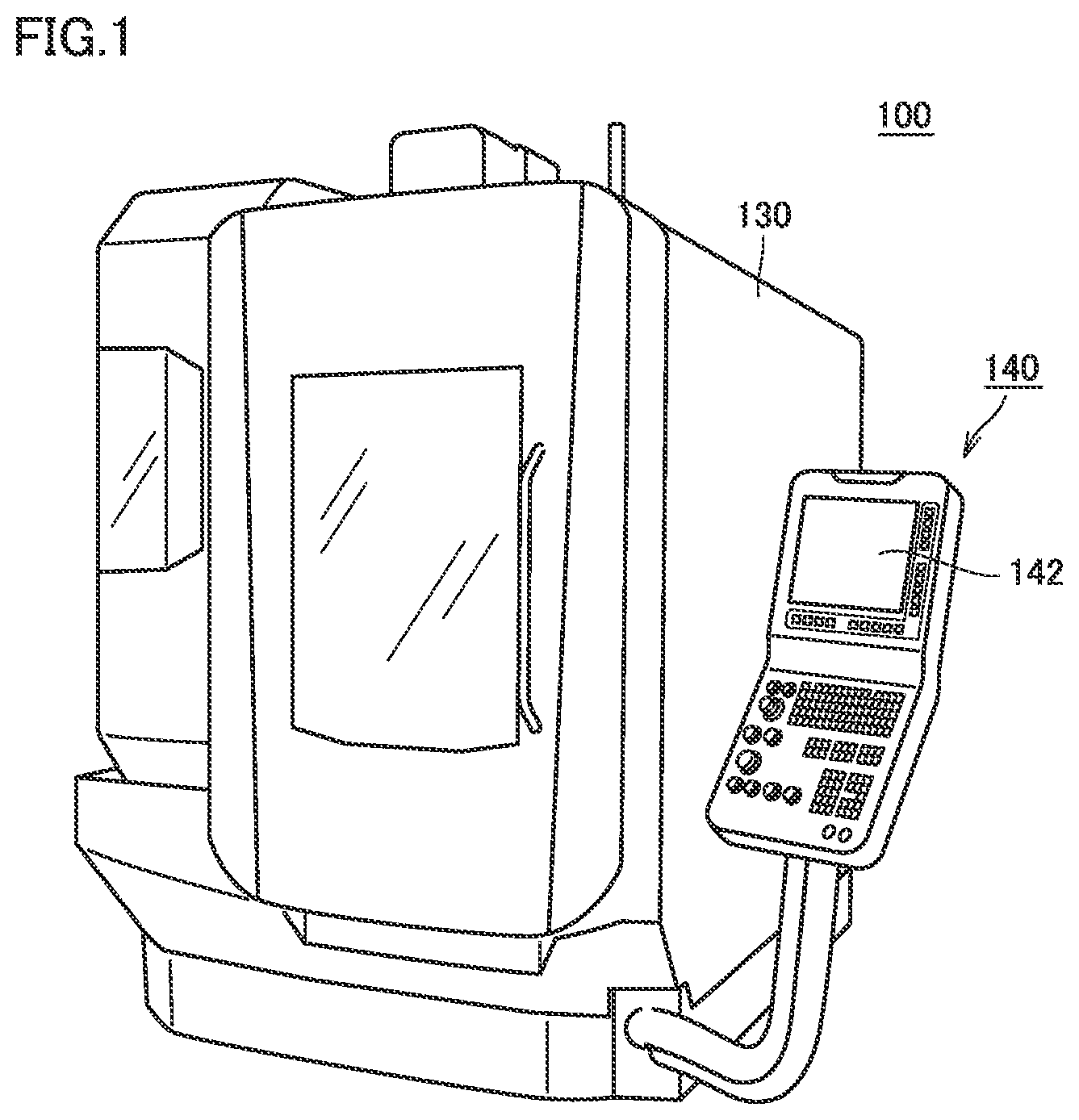 Patent US12325100 — Machine tool, machine tool control method, and non-transitory computer-readable medium — Figure 1