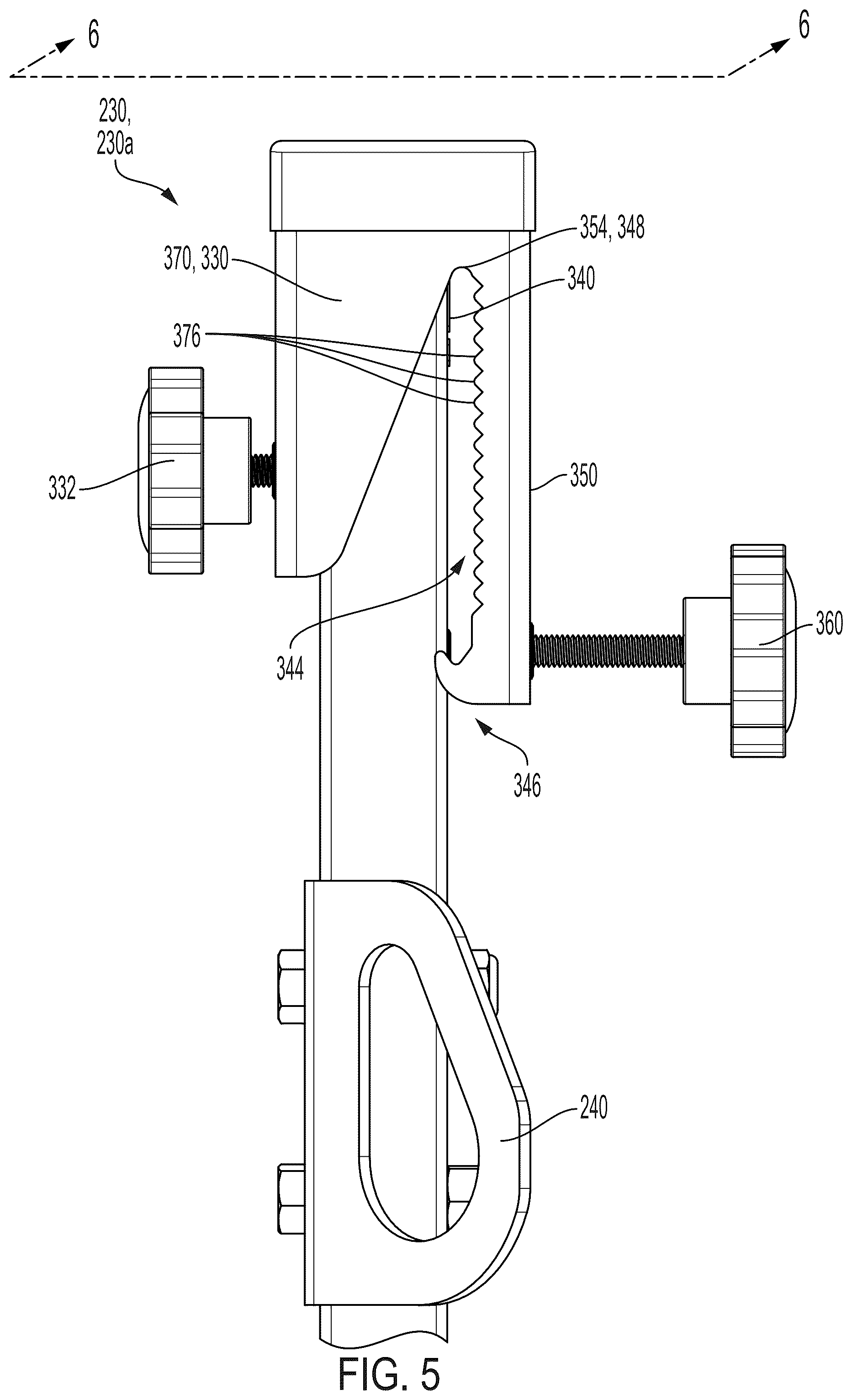 Patent US12325113 Figure 5 – Clamp assembly for fall protection reinforcement post