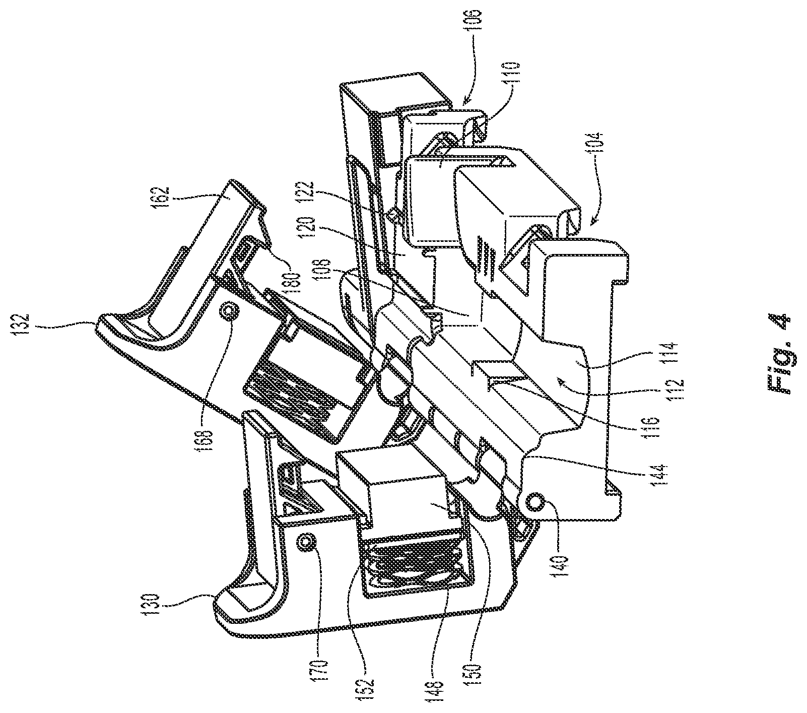 Patent US12325114 Figure 4 – Fiber handling tool with spring loaded doors