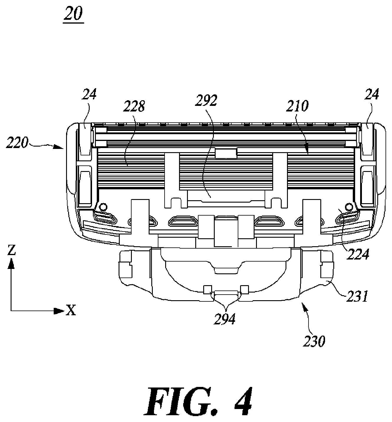 Patent US12325145 Figure 4 – Razor cartridge