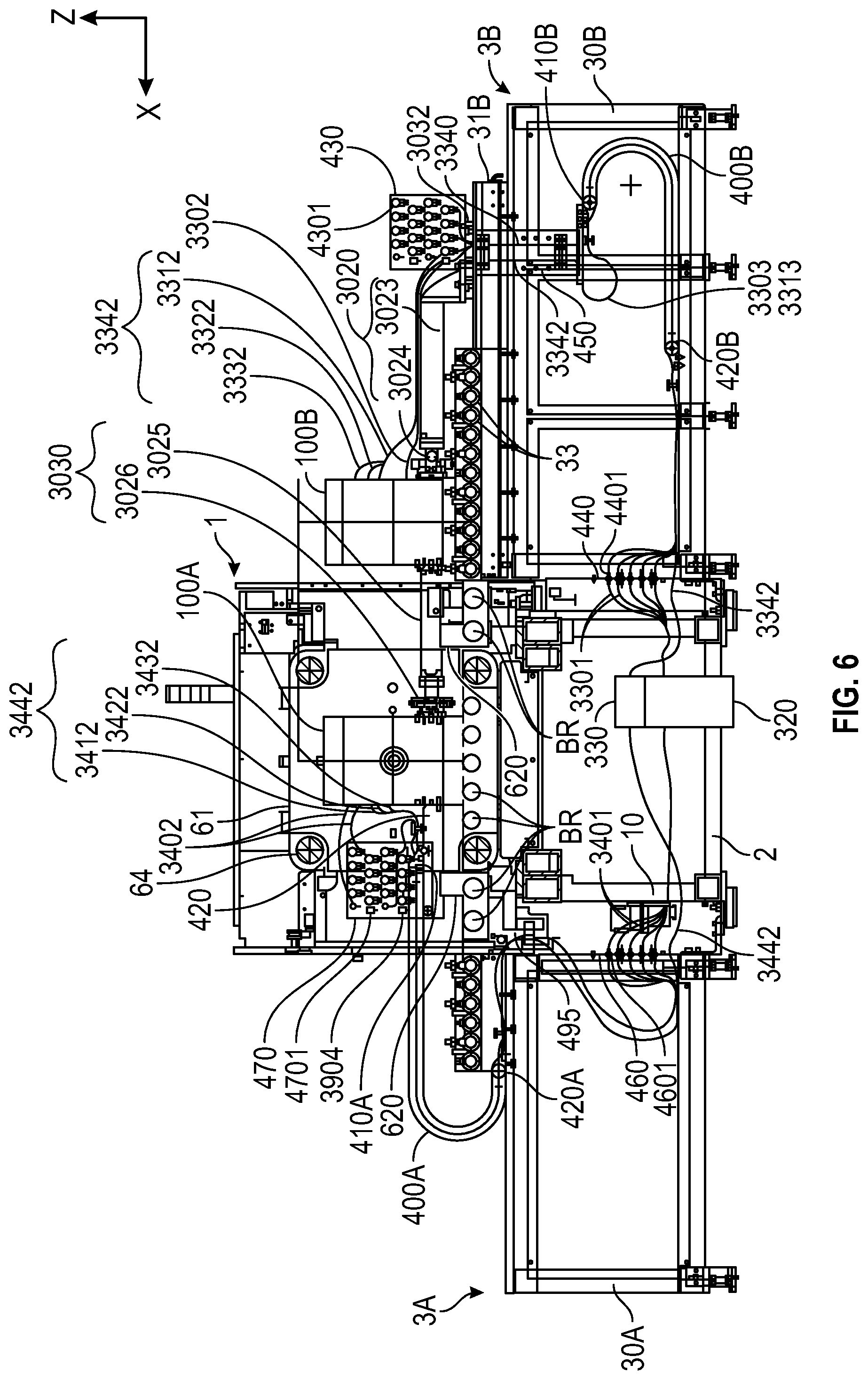 Patent US12325162 Figure 6 – Injection molding system with conveyor devices to insert or eject molds