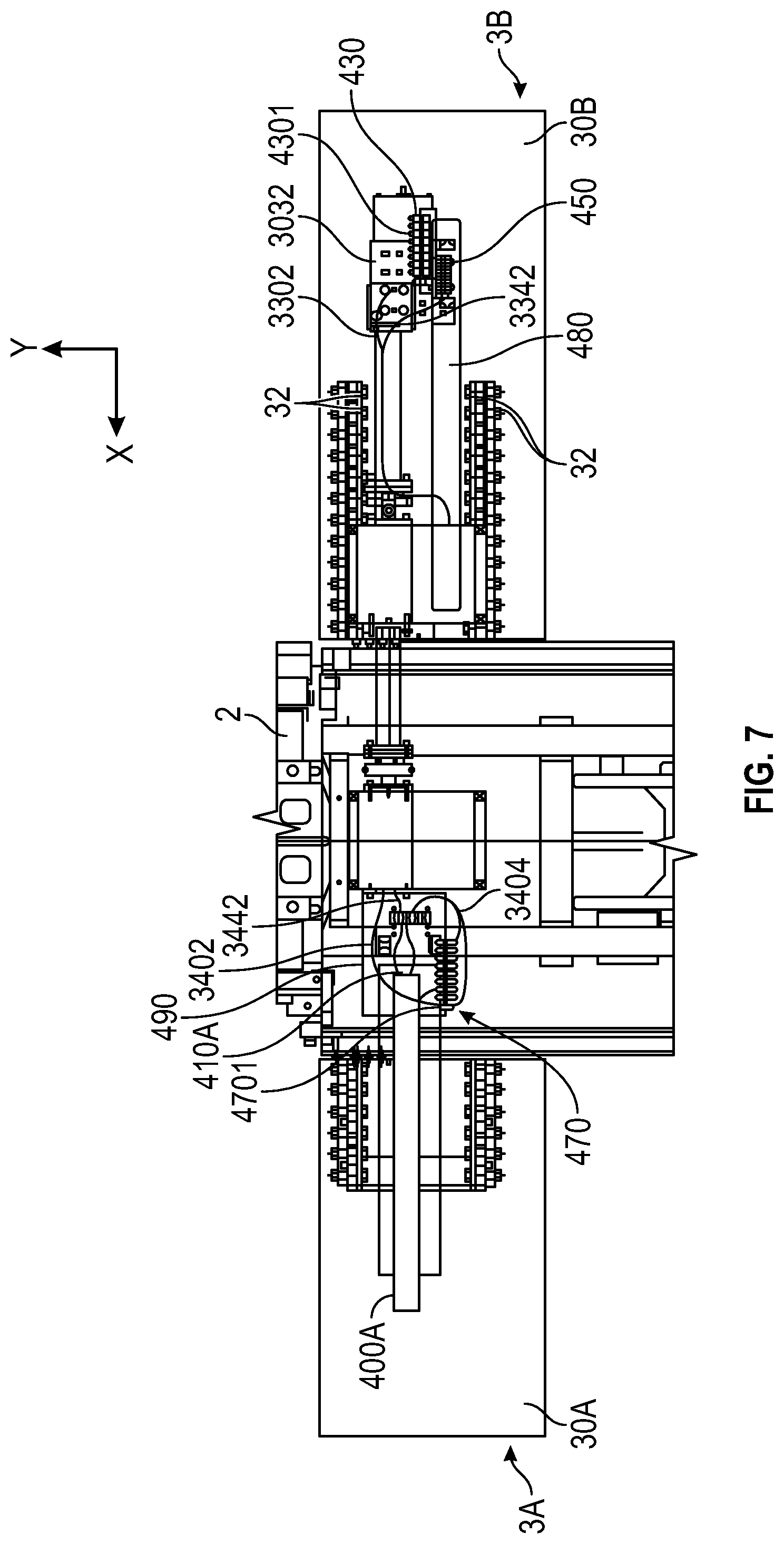 Patent US12325162 Figure 7 – Injection molding system with conveyor devices to insert or eject molds
