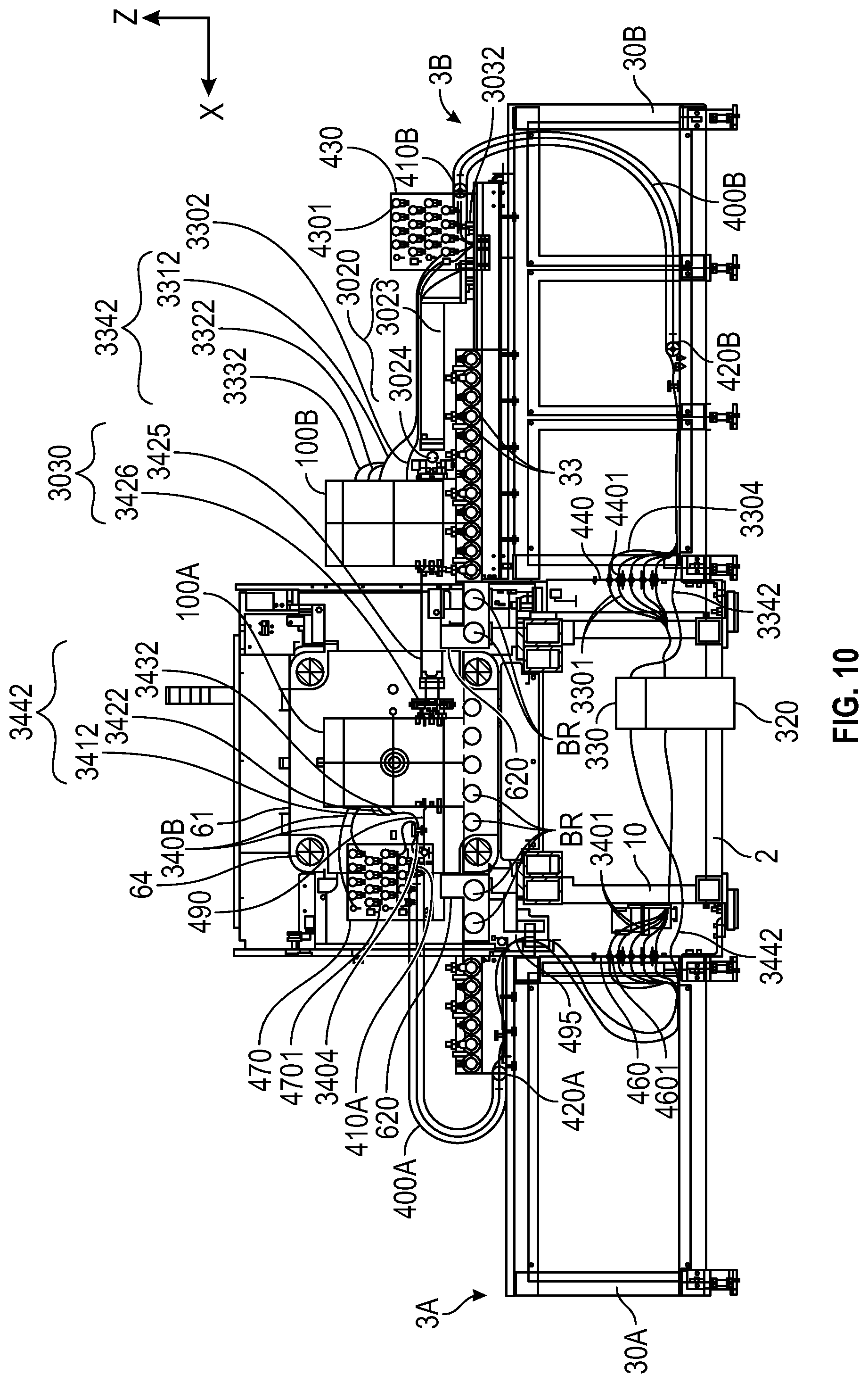 Patent US12325162 Figure 10 – Injection molding system with conveyor devices to insert or eject molds