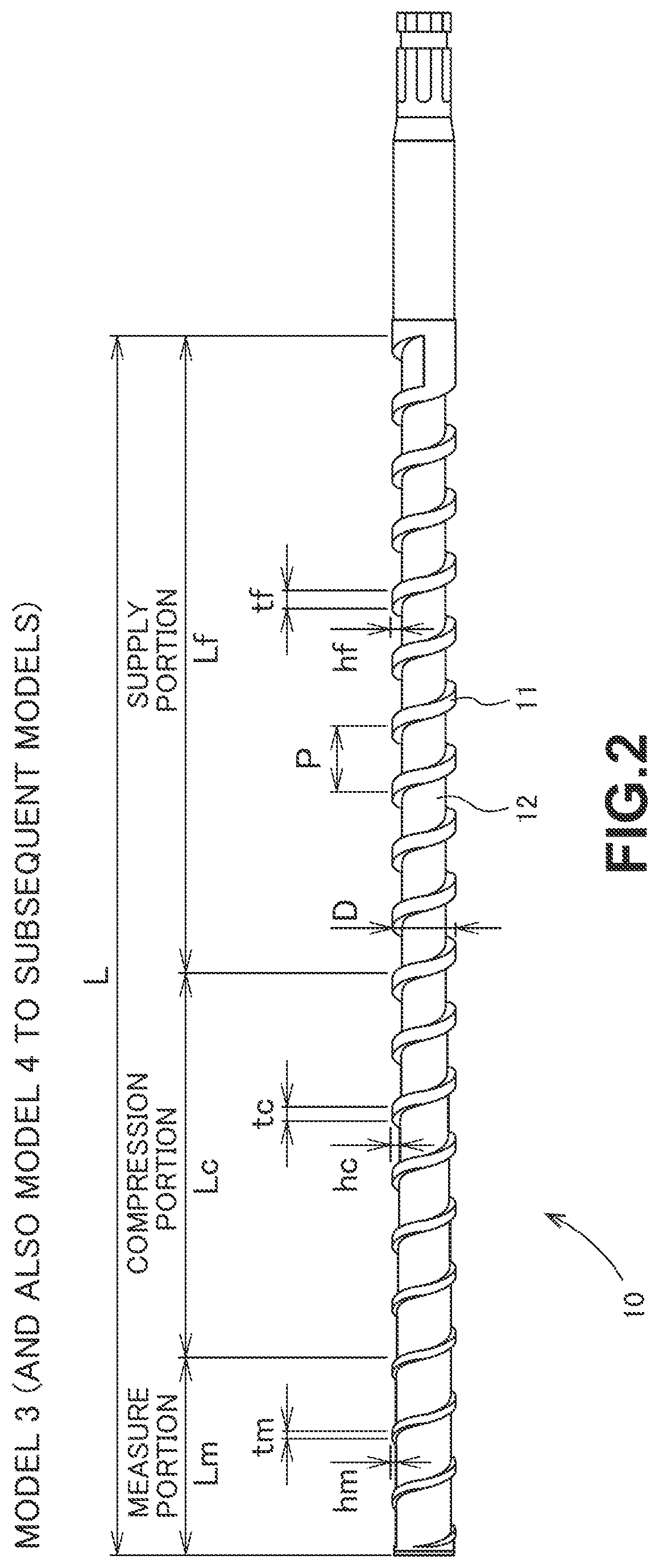 Patent US12325165 Figure 2 – Injection screw for rigid vinyl chloride