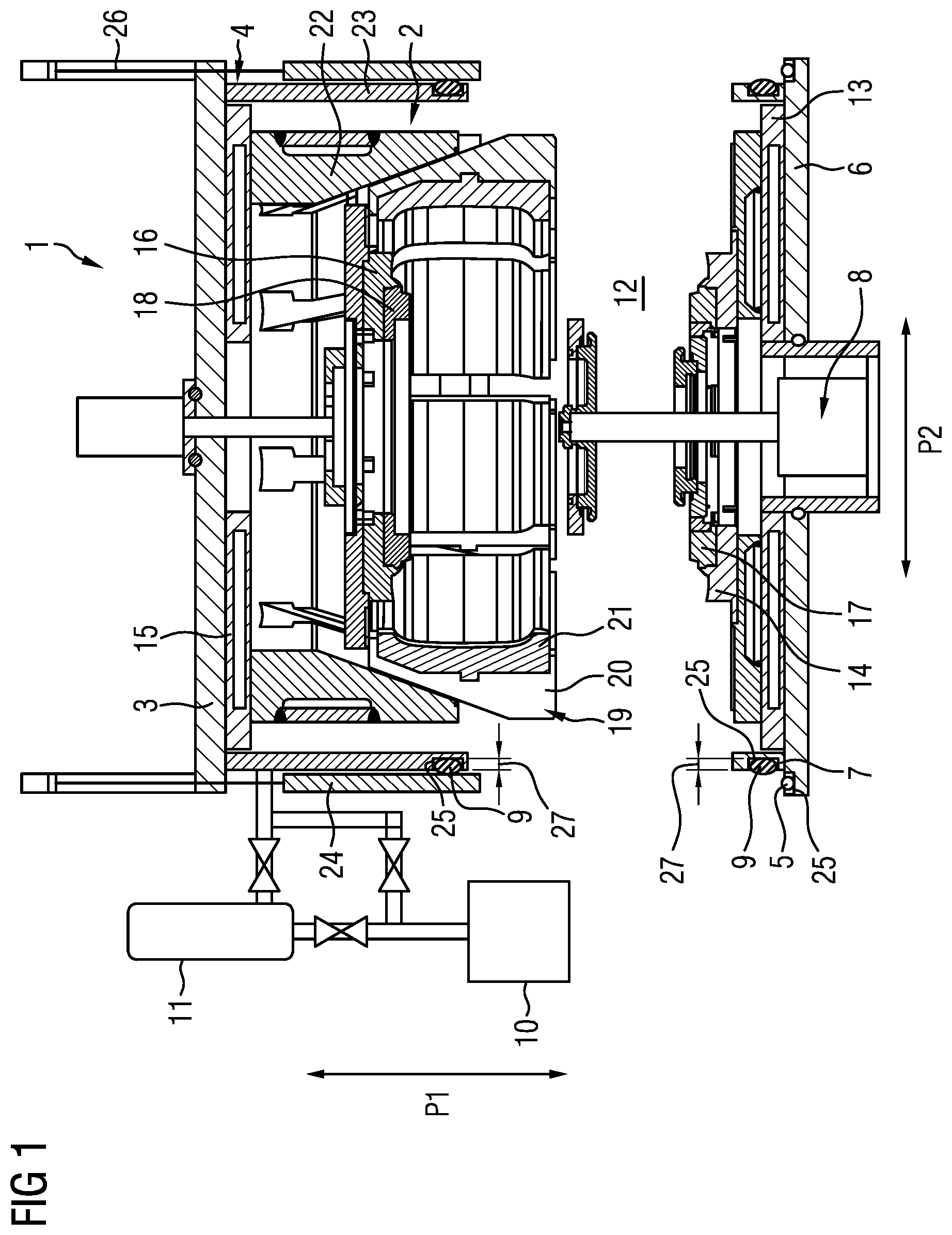 Patent US12325203 Figure 1 – Heating press and method for vulcanizing a vehicle tire in said heating press under vacuum