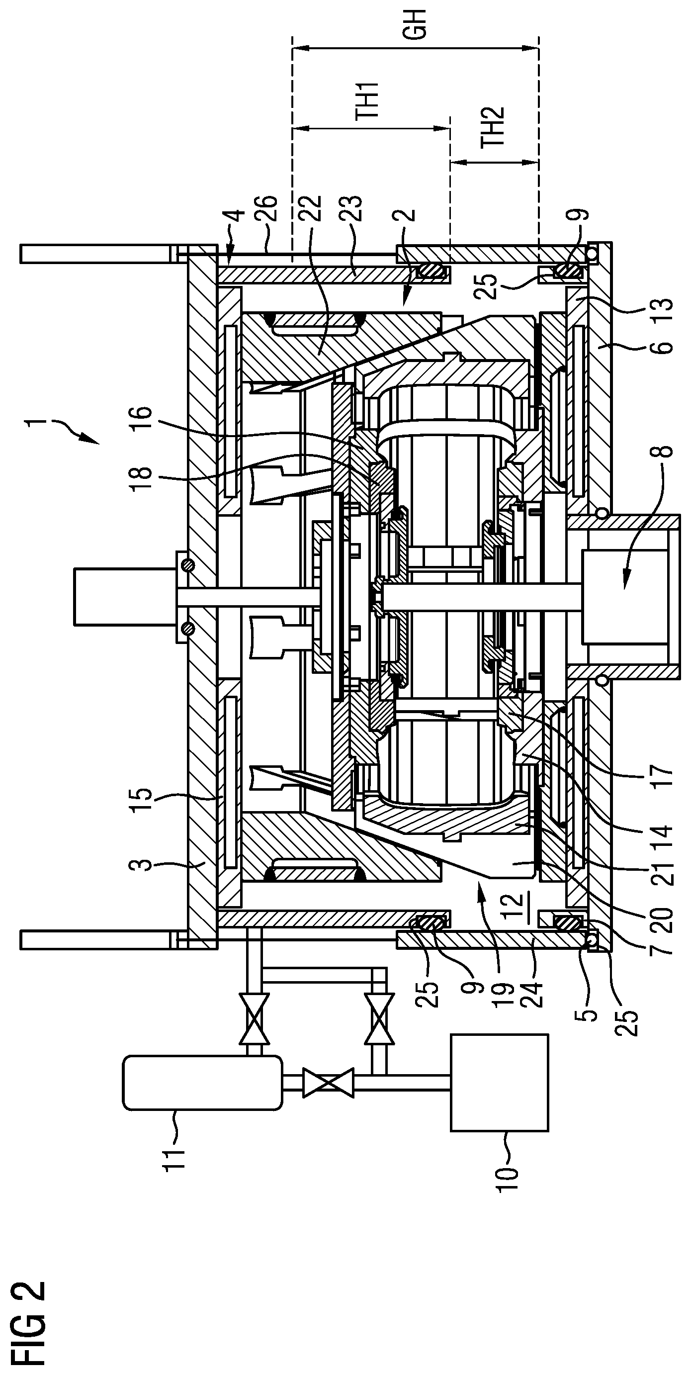 Patent US12325203 Figure 2 – Heating press and method for vulcanizing a vehicle tire in said heating press under vacuum