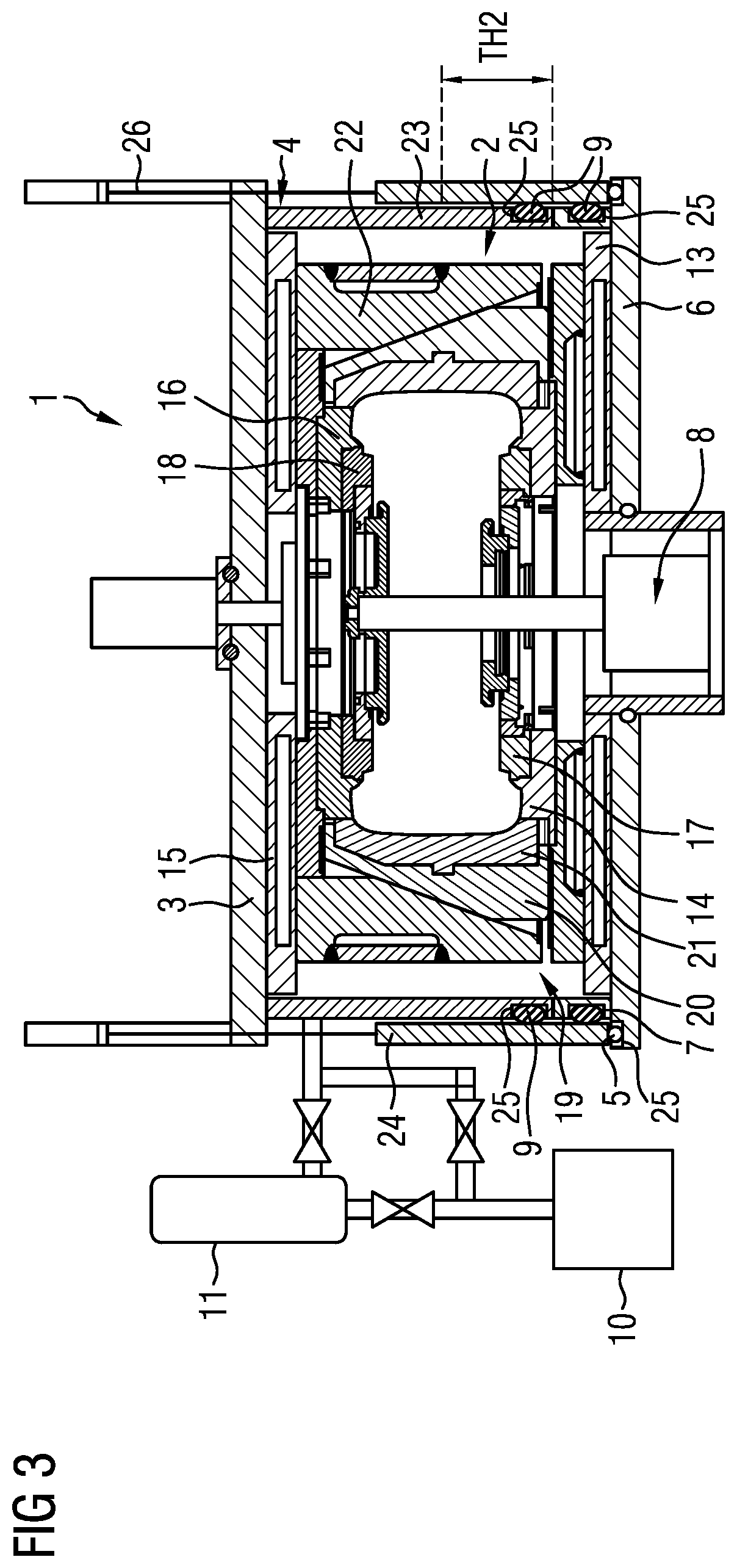 Patent US12325203 Figure 3 – Heating press and method for vulcanizing a vehicle tire in said heating press under vacuum