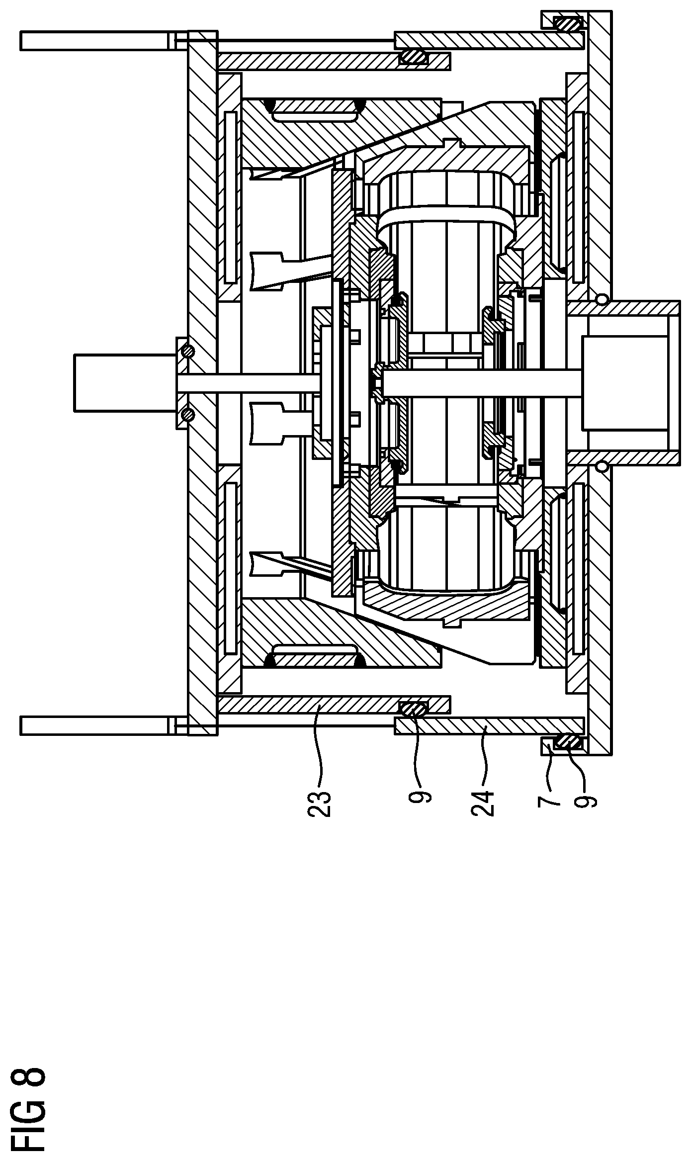 Patent US12325203 Figure 8 – Heating press and method for vulcanizing a vehicle tire in said heating press under vacuum
