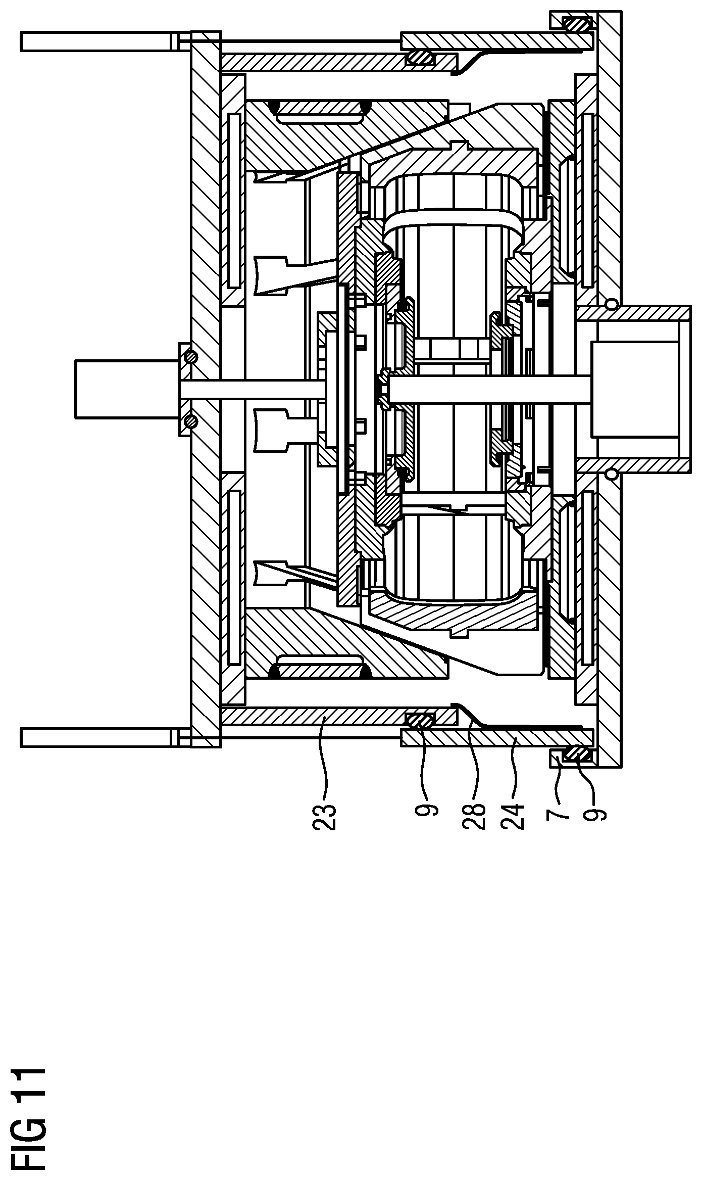 Patent US12325203 Figure 11 – Heating press and method for vulcanizing a vehicle tire in said heating press under vacuum