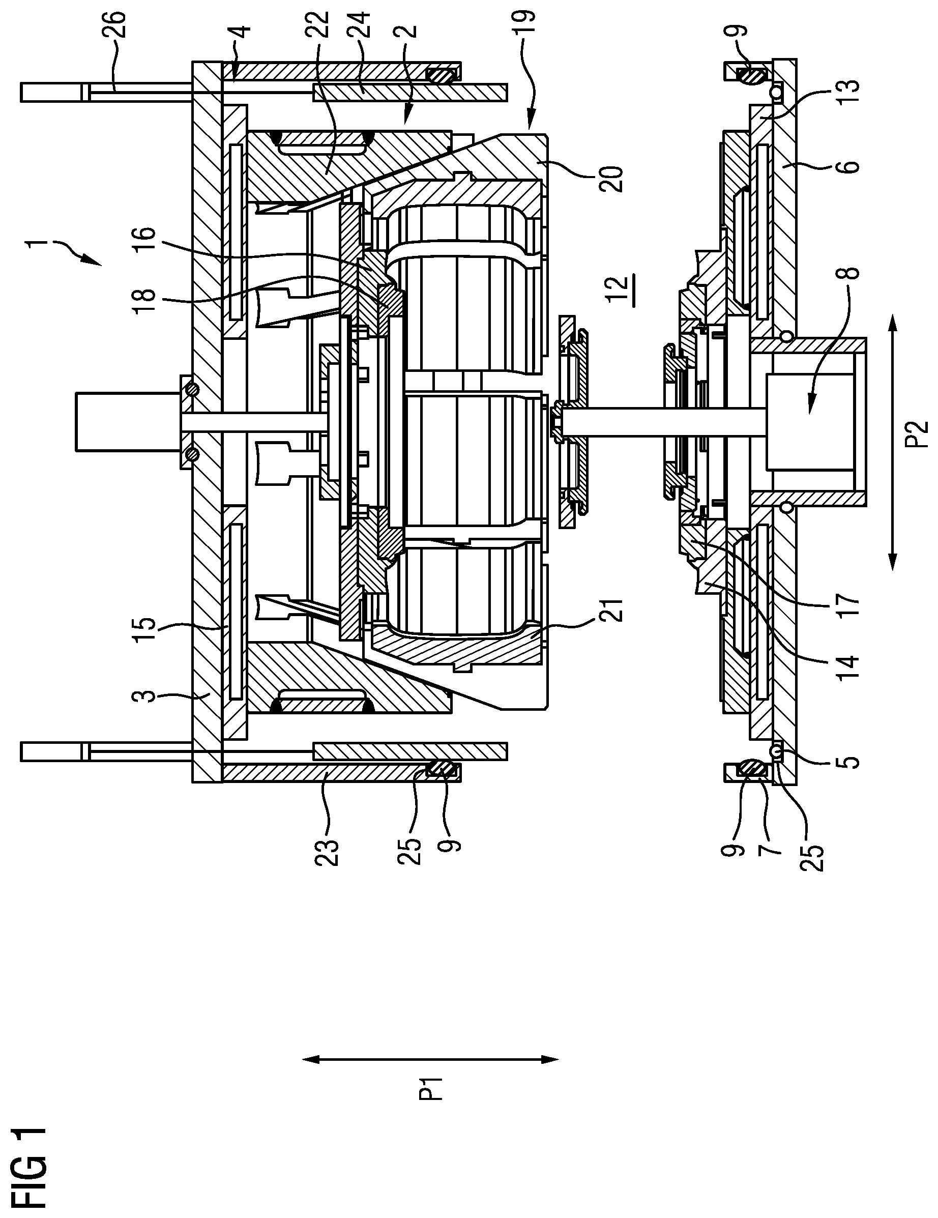 Patent US12325204 Figure 1 – Heating press and method for vulcanizing a vehicle tire in said heating press under vacuum