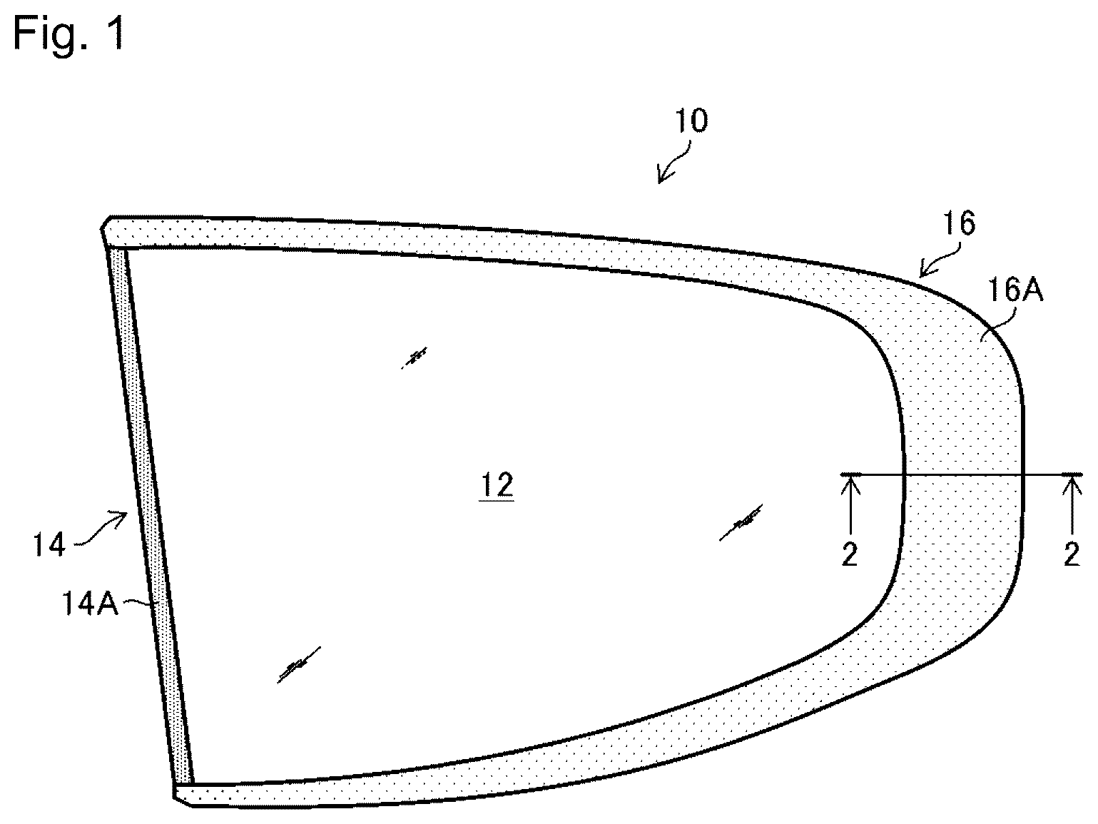 Patent US12325211 Figure 1 – Glass plate with resin frame and method for producing glass plate with resin frame
