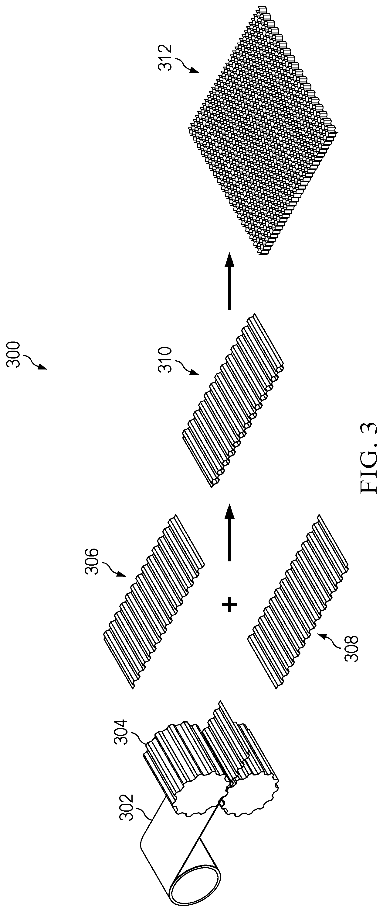 Patent US12325217 Figure 3 – Combined material honeycomb core