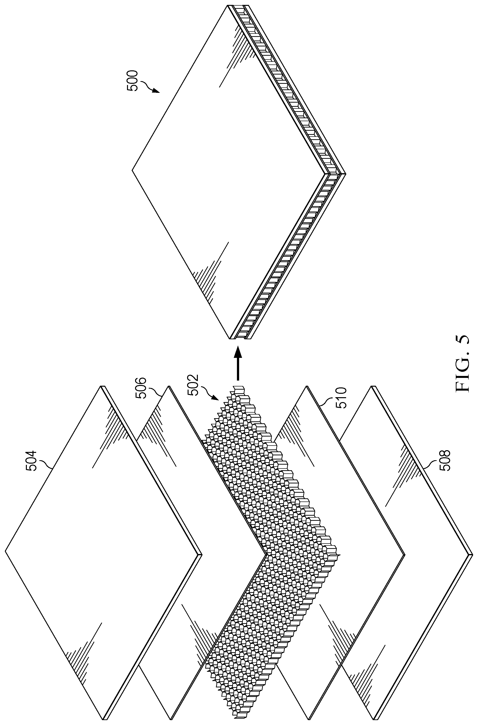 Patent US12325217 Figure 5 – Combined material honeycomb core