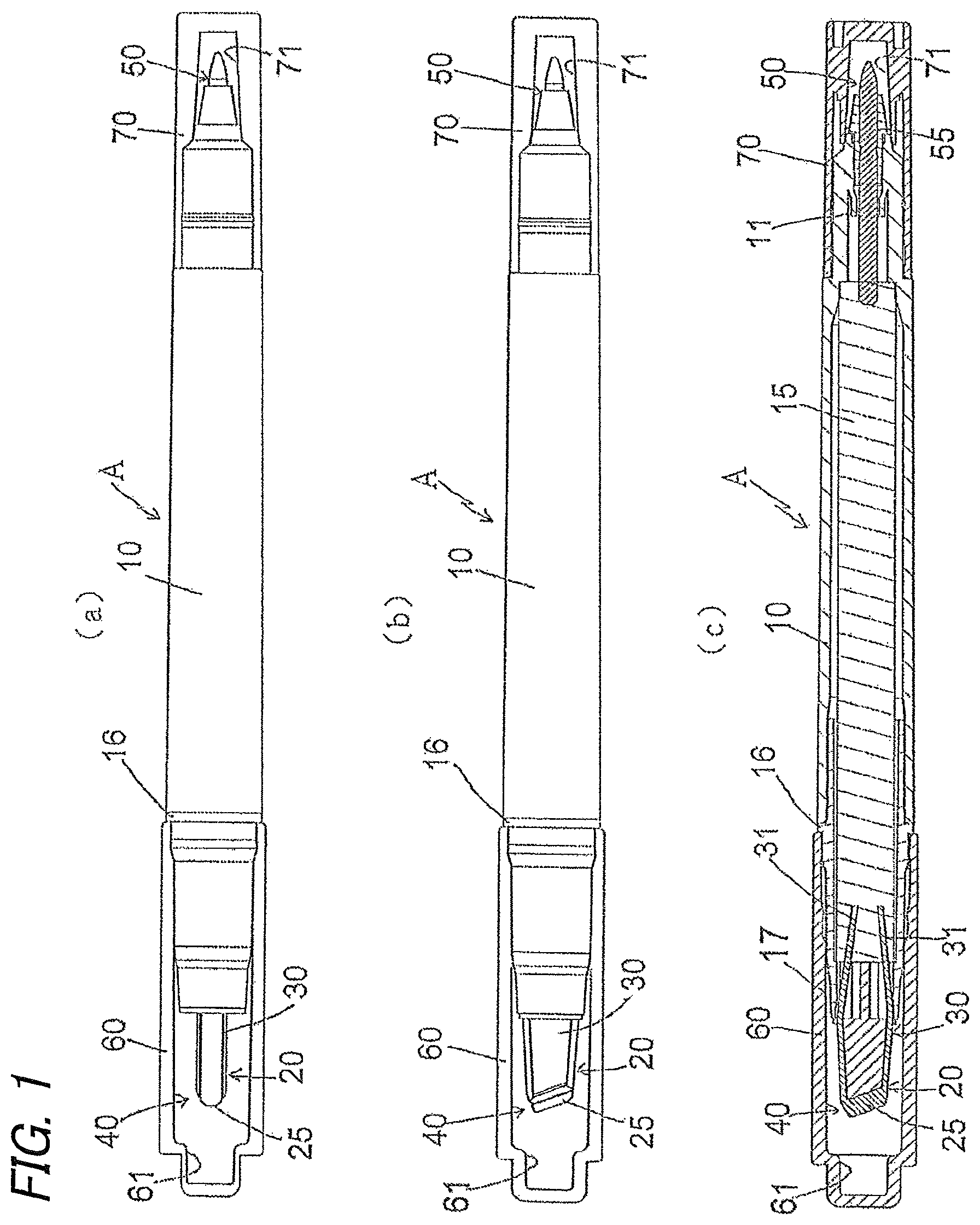 Patent US12325255 Figure 1 – Writing instrument
