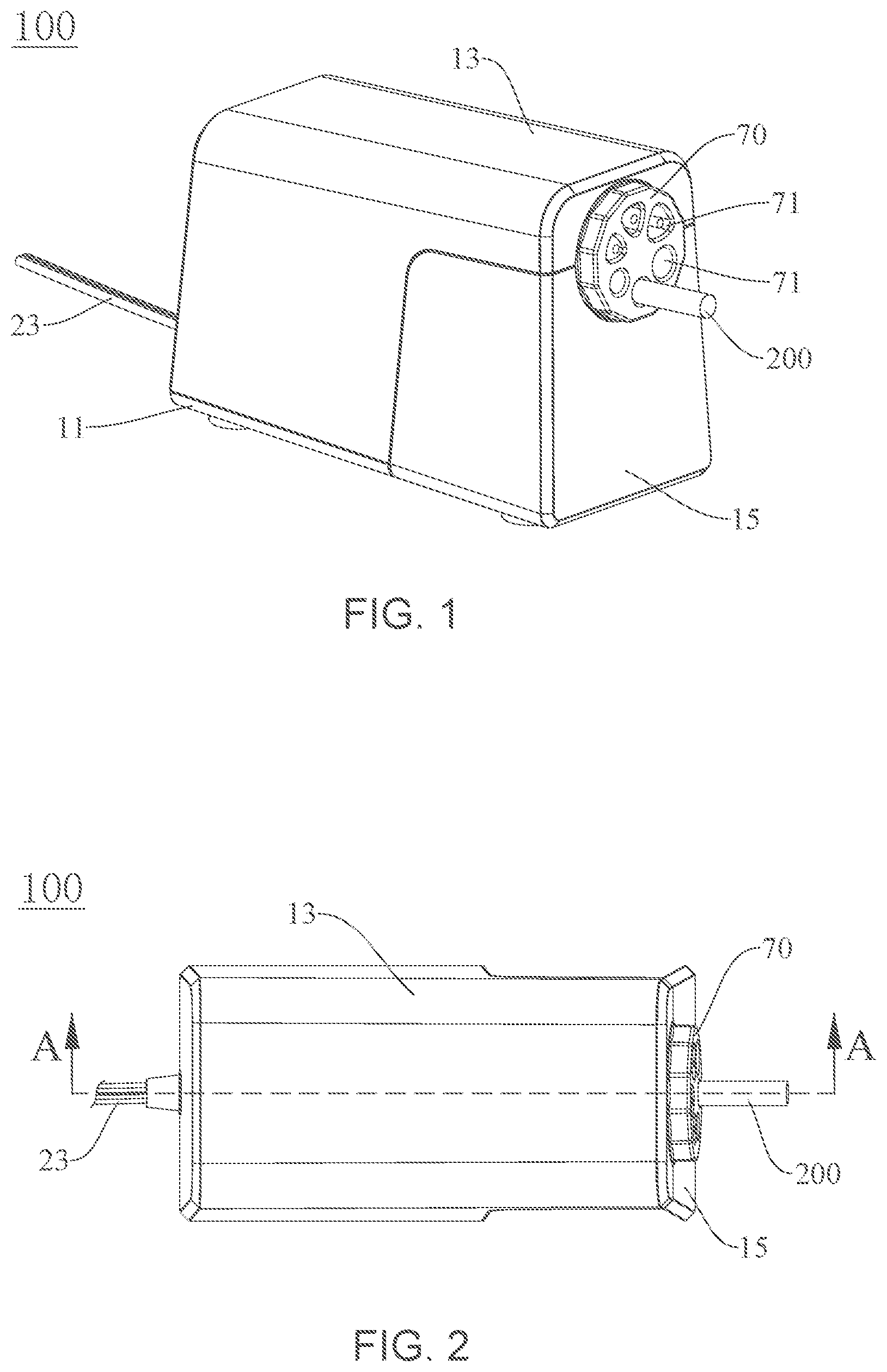 Patent US12325258 Figure 1 – Electric pencil sharpener with delay function