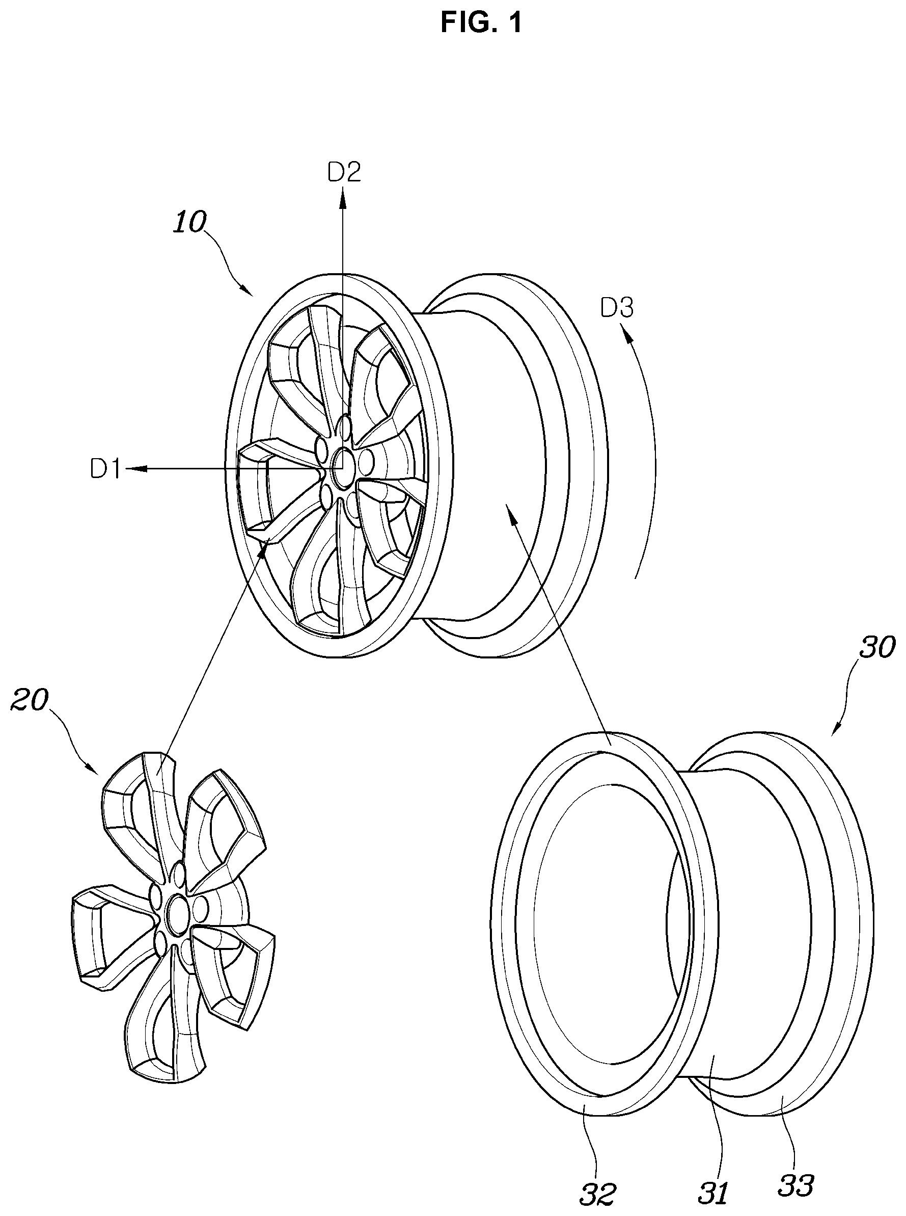 Patent US12325263 — Composite rim of vehicle wheel and method of manufacturing the same — Figure 1