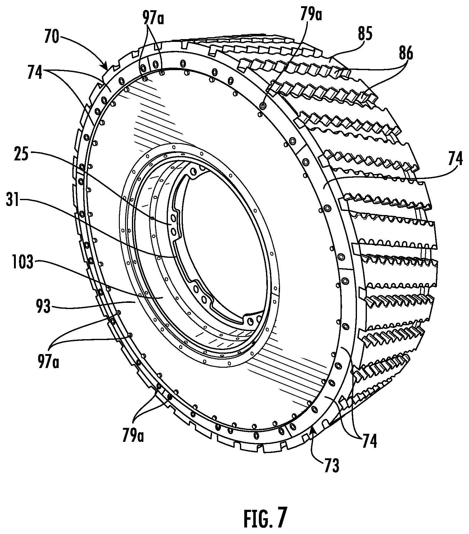 Patent US12325264 Figure 7 – Wheel assembly including inboard side outer rim coupled ring defining a mechanical stop and related methods