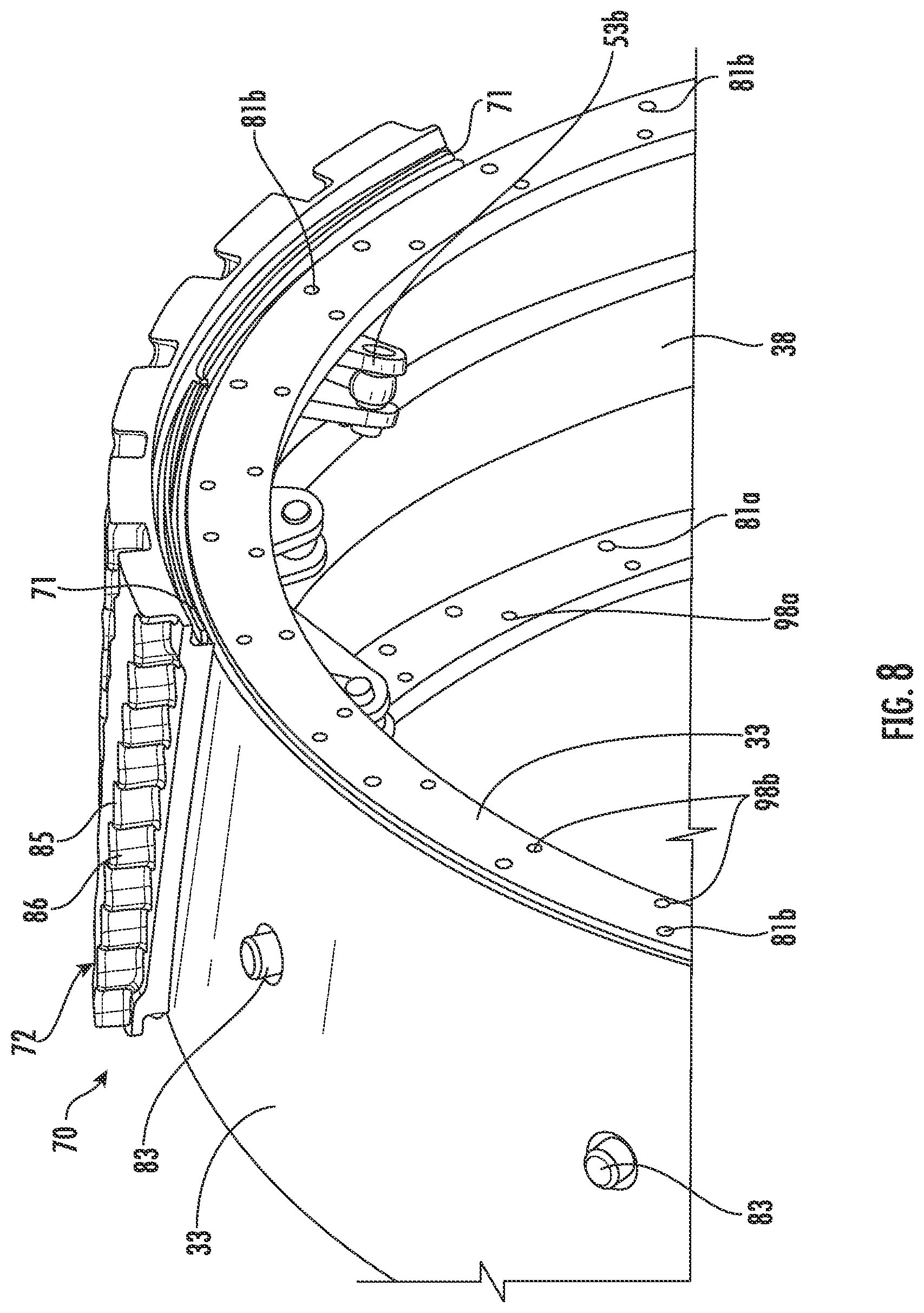 Patent US12325264 Figure 8 – Wheel assembly including inboard side outer rim coupled ring defining a mechanical stop and related methods