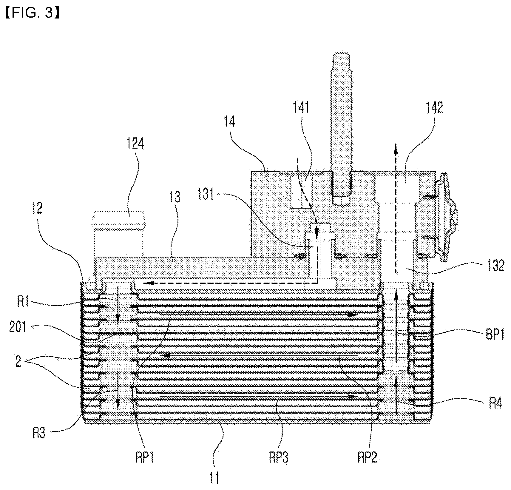 Patent US12325285 Figure 3 – Heat exchanger for vehicle
