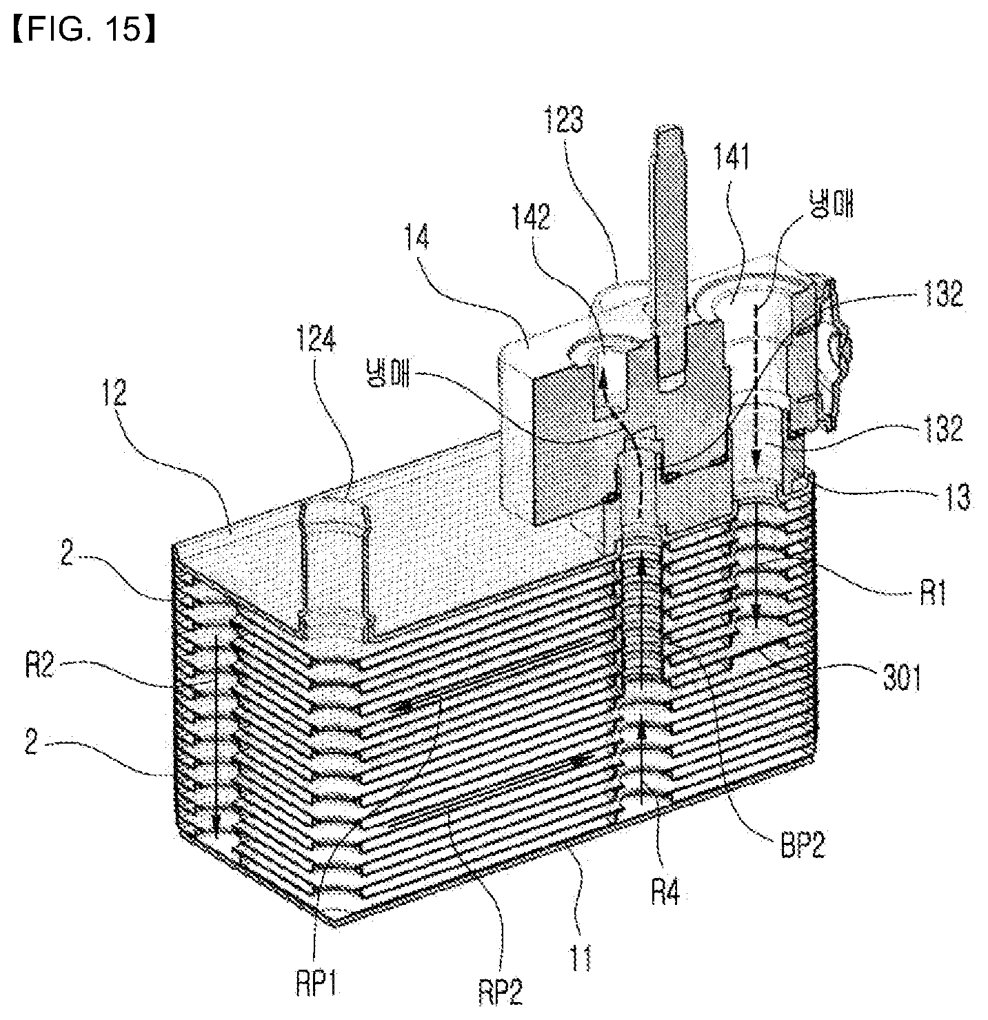Patent US12325285 Figure 15 – Heat exchanger for vehicle