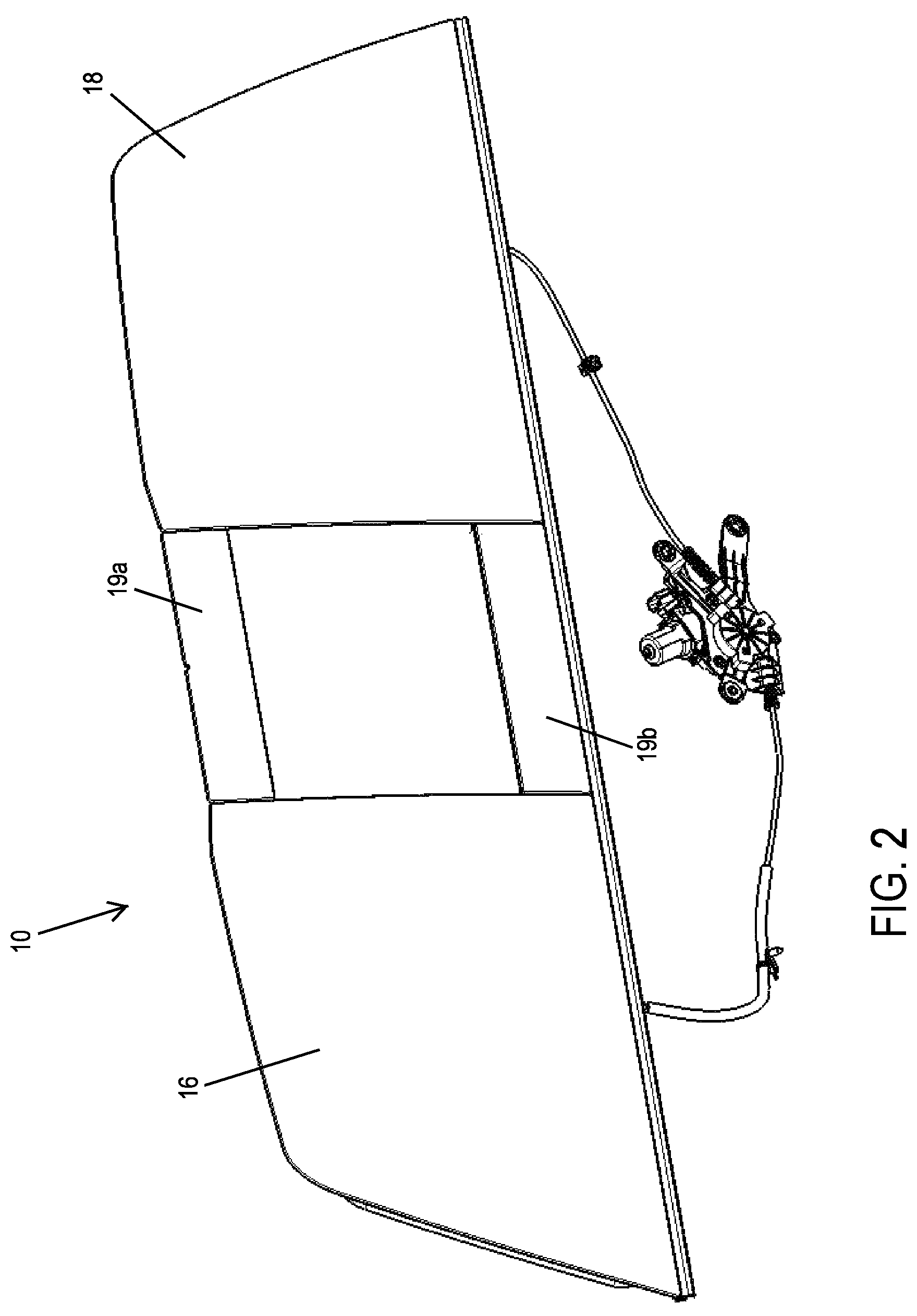 Patent US12325291 Figure 2 – Sealing system for movable window of vehicular rear window assembly