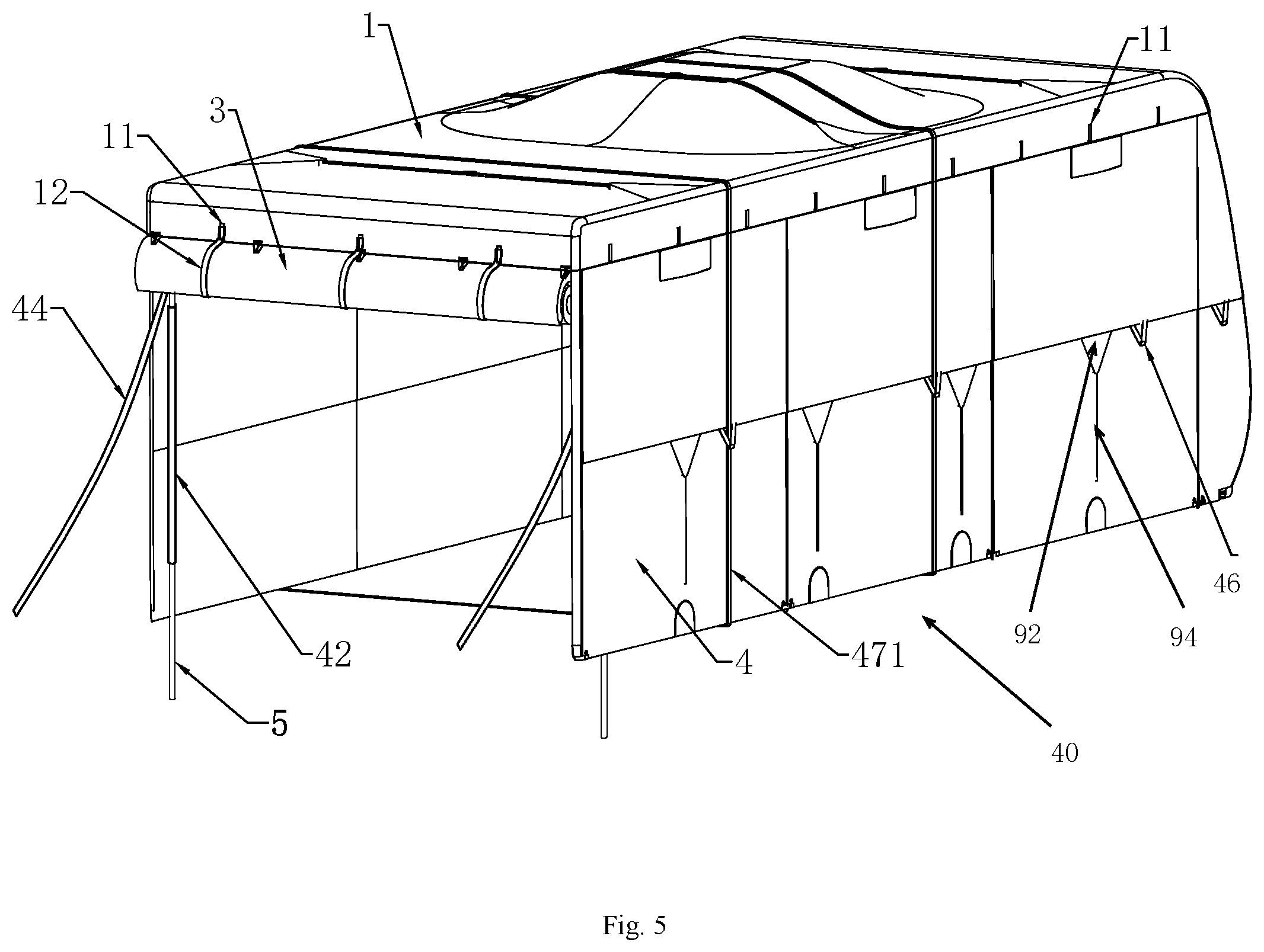 Patent US12325292 Figure 5 – Vehicle cover