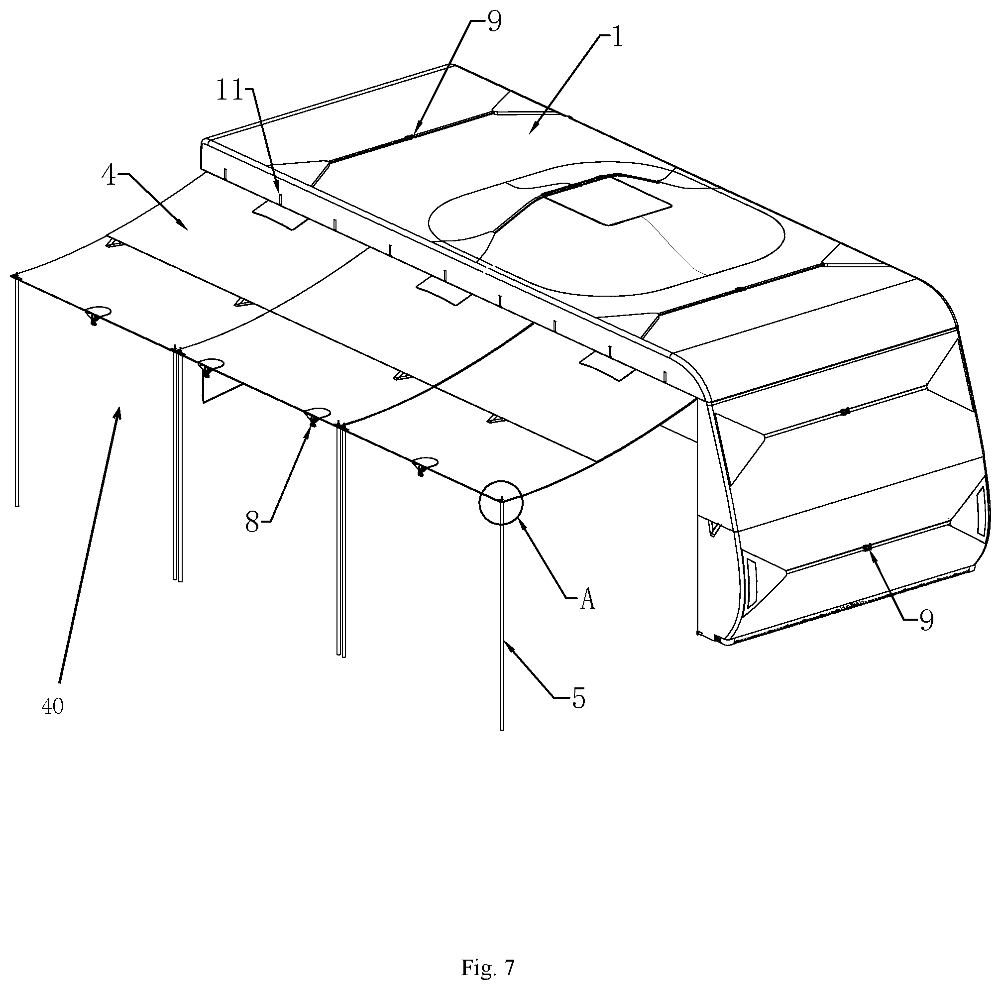 Patent US12325292 Figure 7 – Vehicle cover