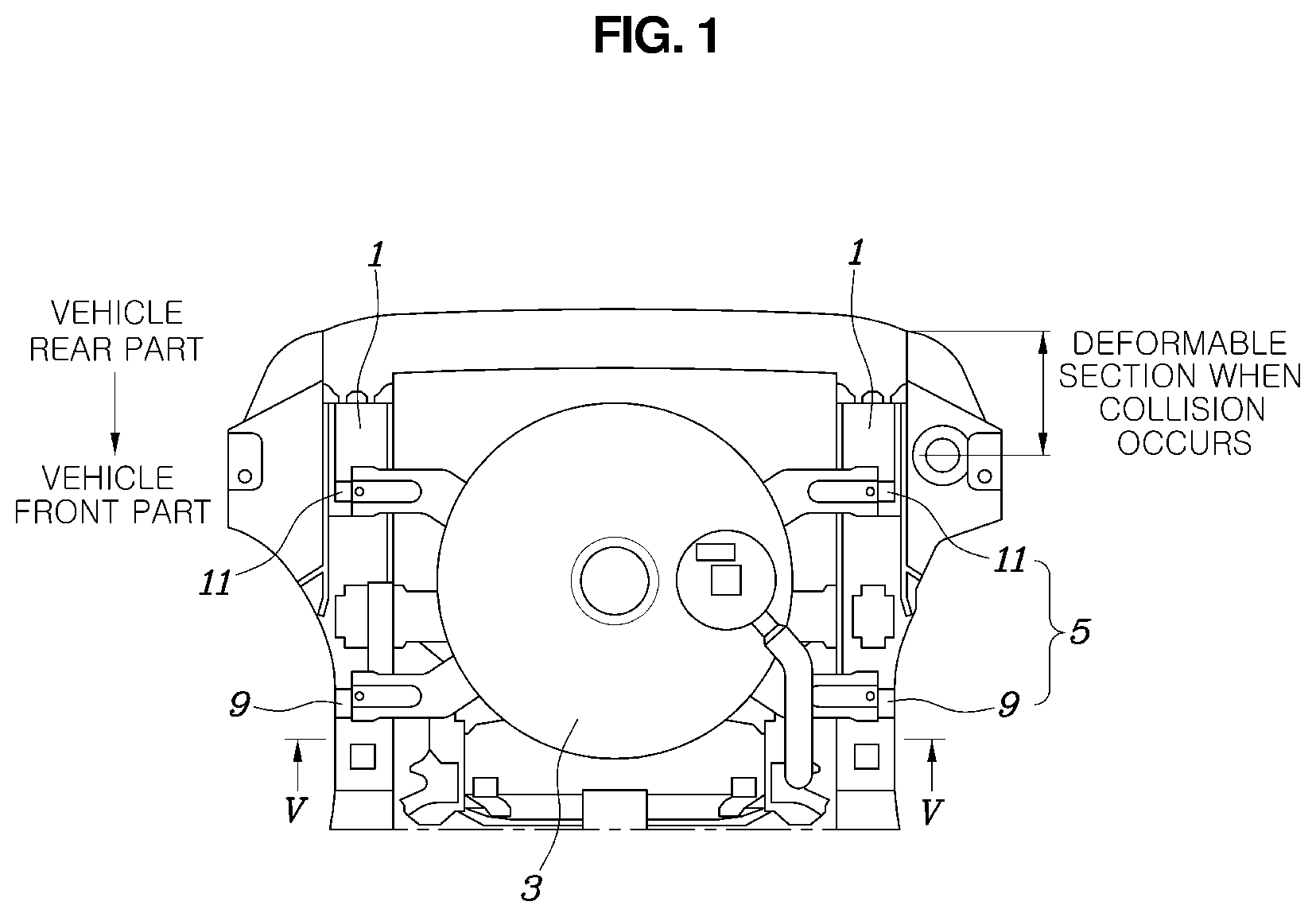 Patent US12325297 Figure 1 – Mounting structure for fuel storage device of vehicle