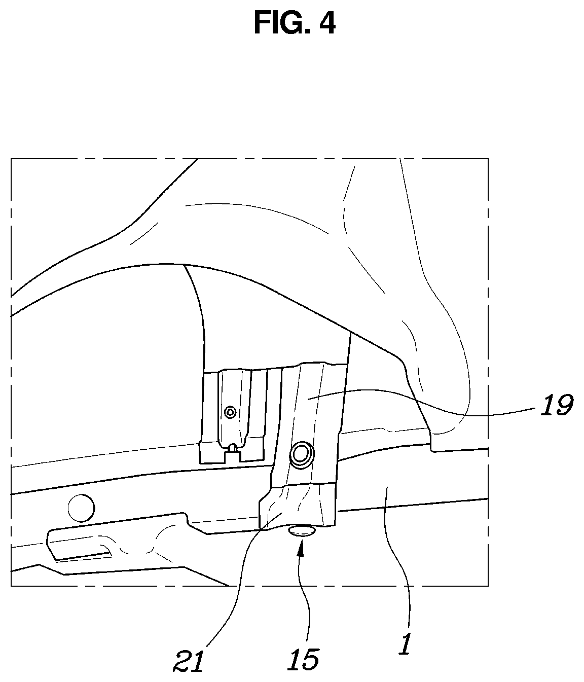 Patent US12325297 Figure 4 – Mounting structure for fuel storage device of vehicle