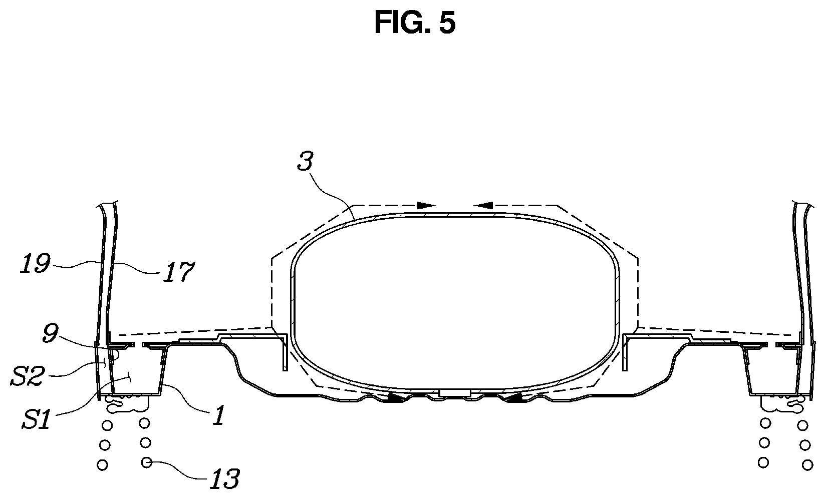 Patent US12325297 Figure 5 – Mounting structure for fuel storage device of vehicle