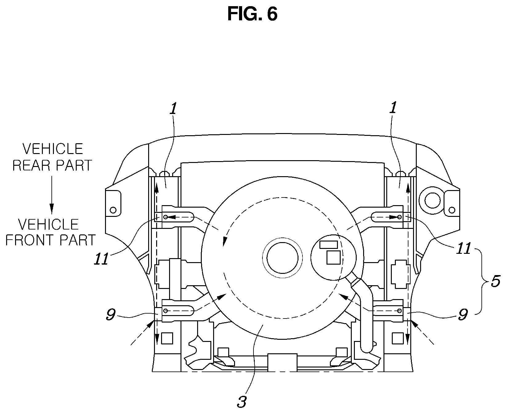 Patent US12325297 Figure 6 – Mounting structure for fuel storage device of vehicle