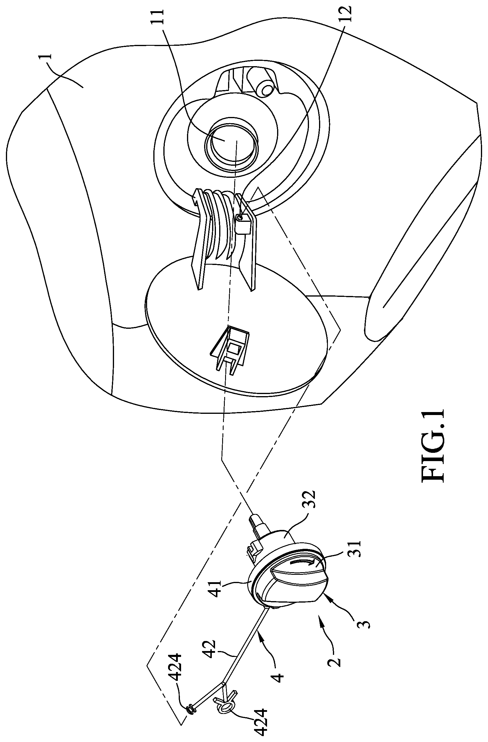 Patent US12325299 Figure 1 – Fuel tank cap