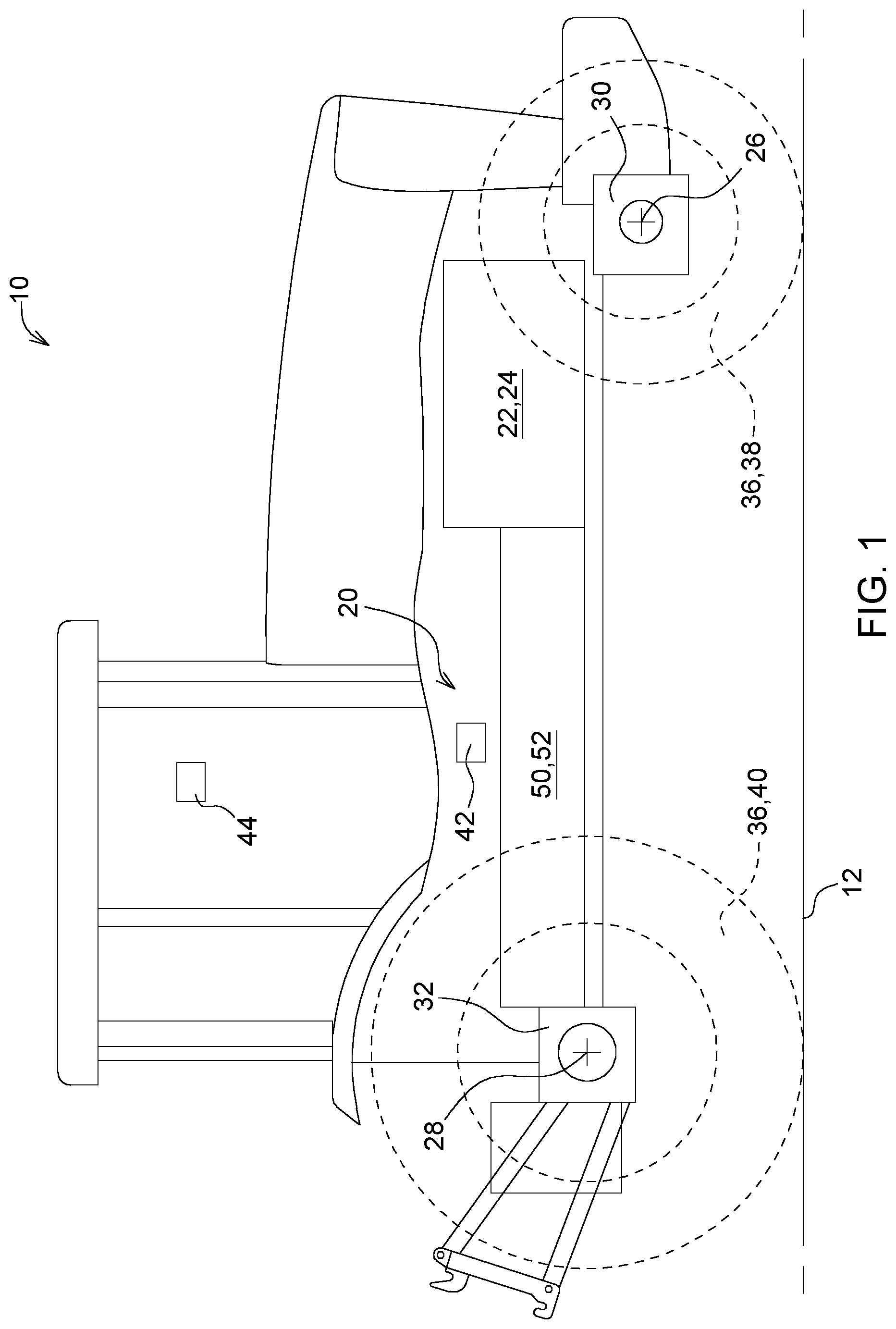 Patent US12325305 Figure 1 – Power-split axle drive and agricultural vehicle