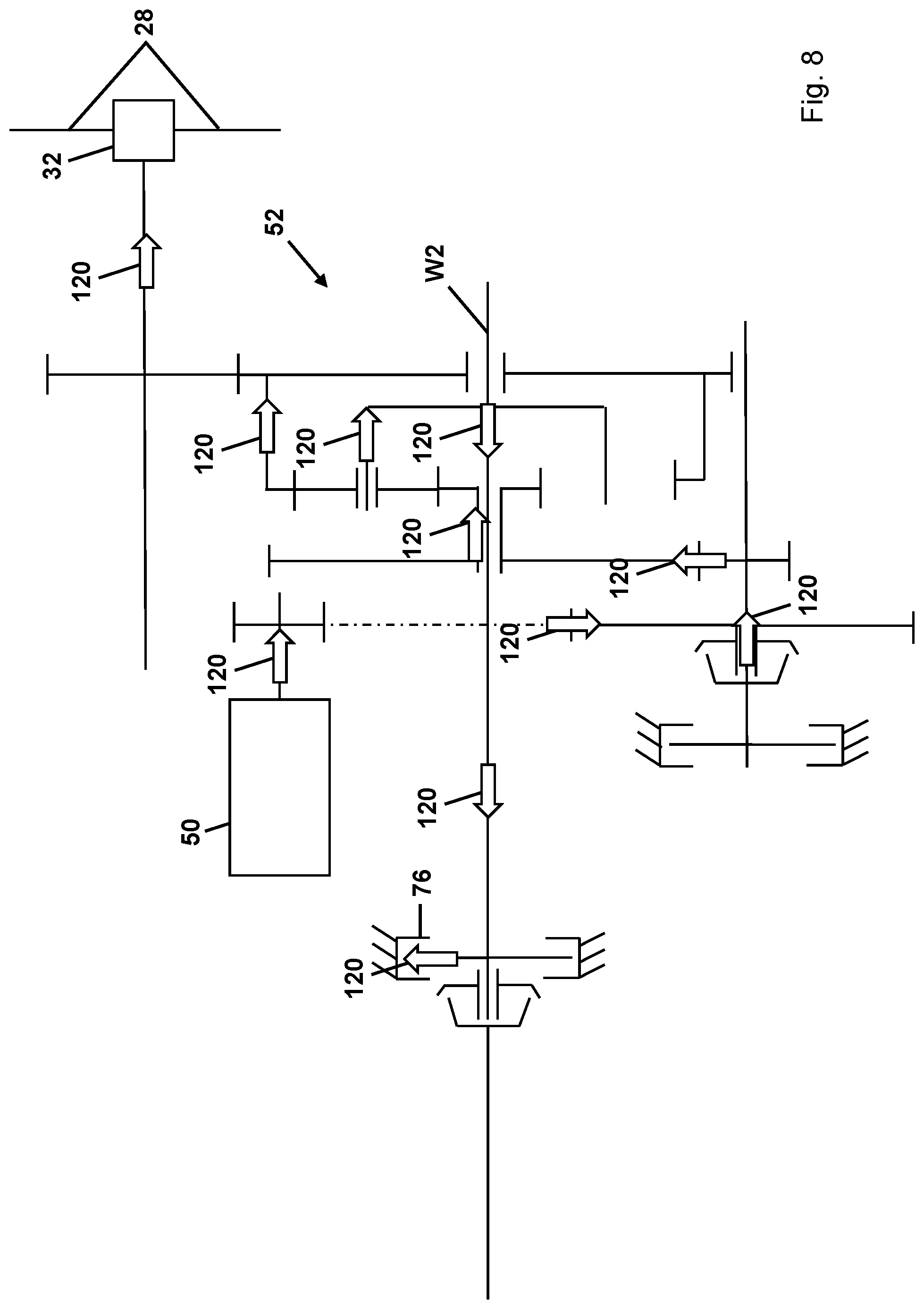 Patent US12325305 Figure 8 – Power-split axle drive and agricultural vehicle