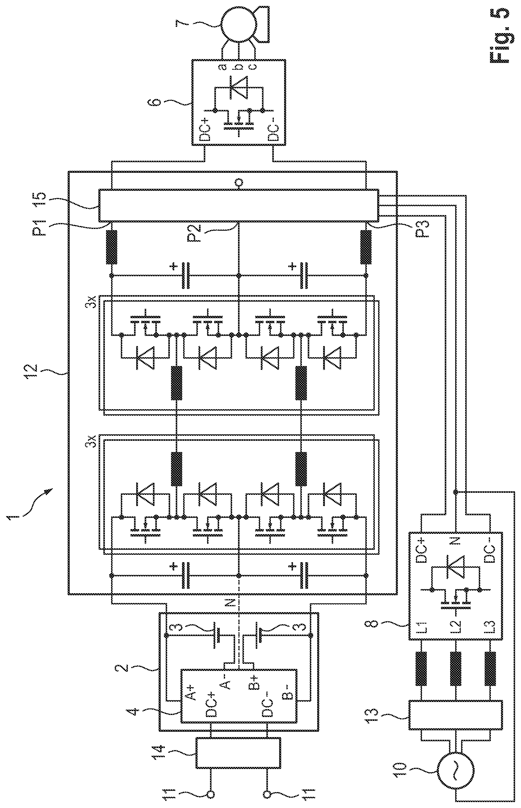 Patent US12325315 Figure 5 – Traction network for a motor vehicle